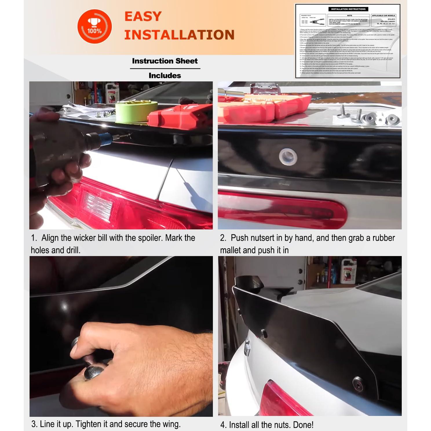 Spoiler Trasero Wickerbill Camoo para Chevy Camaro 2010-2013