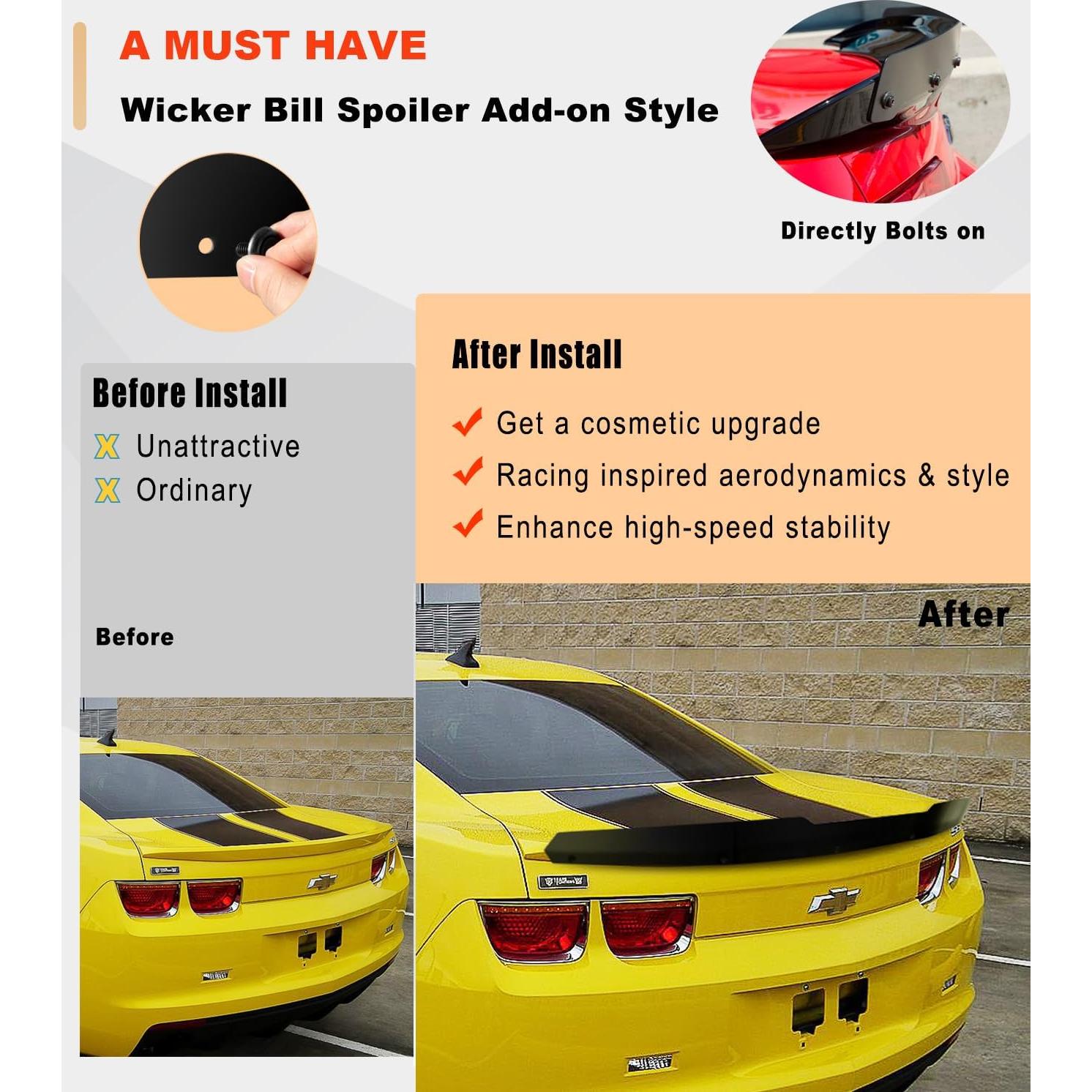 Spoiler Trasero Wickerbill Camoo para Chevy Camaro 2010-2013