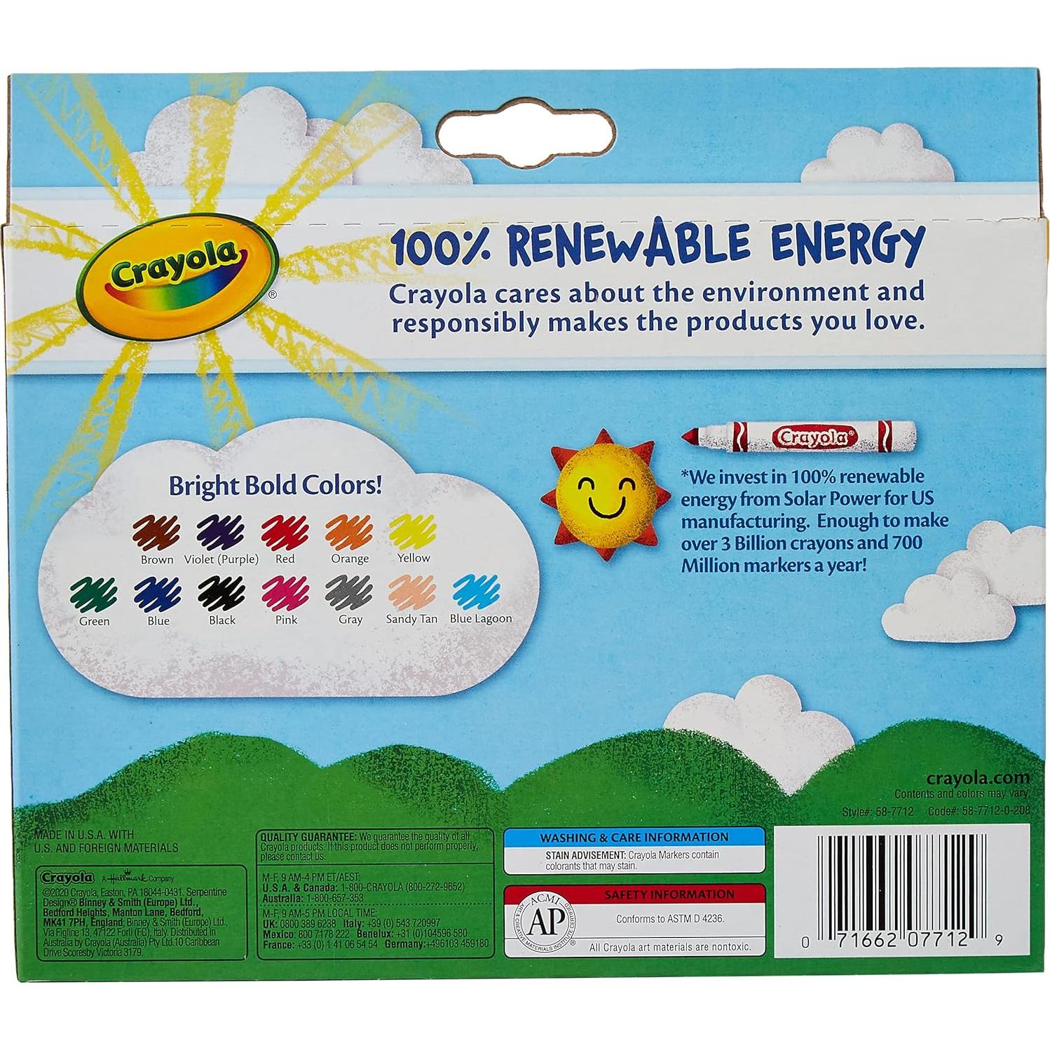 Marcadores Clásicos Crayola 12 Colores No Lavables