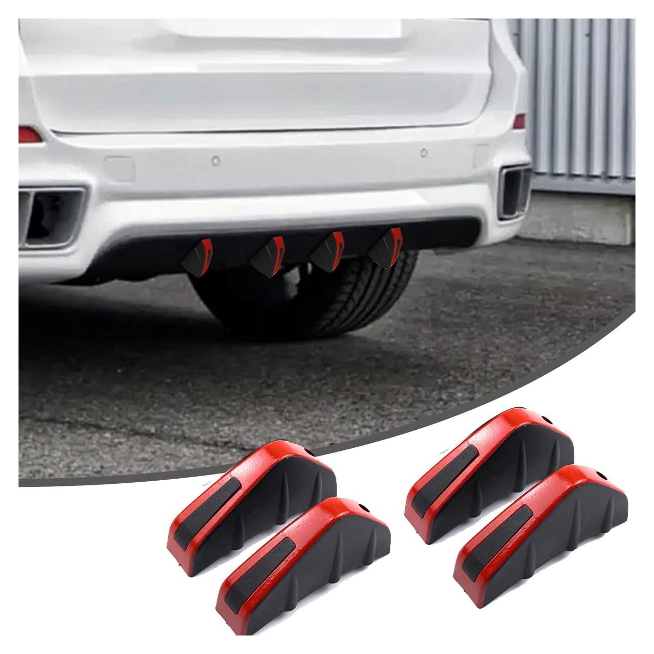 4 Alerones Difusores Traseros Couslcd para Coche SUV Rojo Negro
