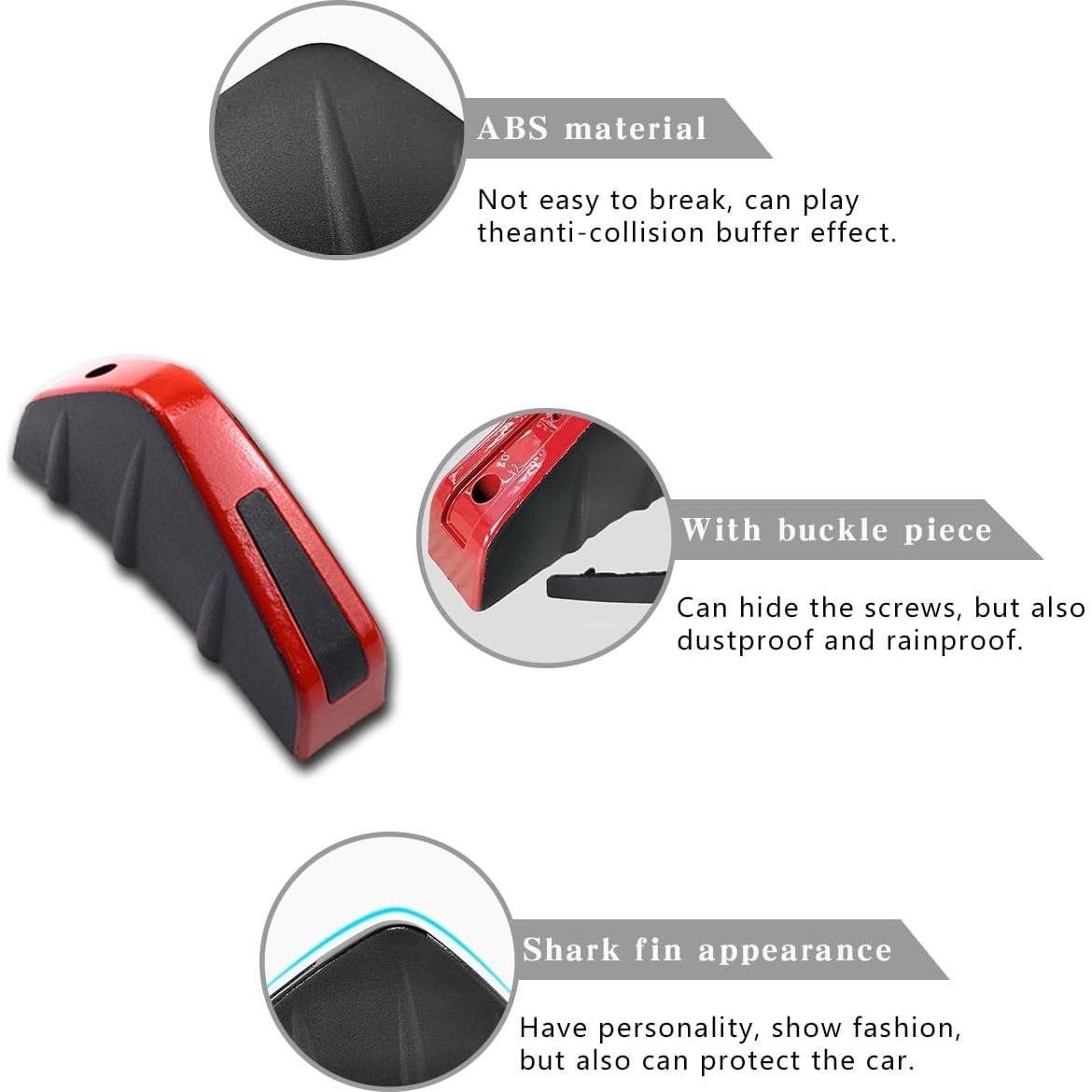 4 Alerones Difusores Traseros Couslcd para Coche SUV Rojo Negro