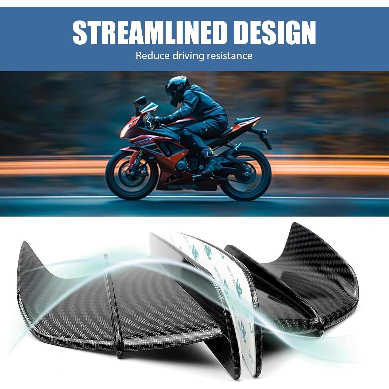 Alerón de Carenado de Motocicleta Bawkars 2 PCS Fibra de Carbono