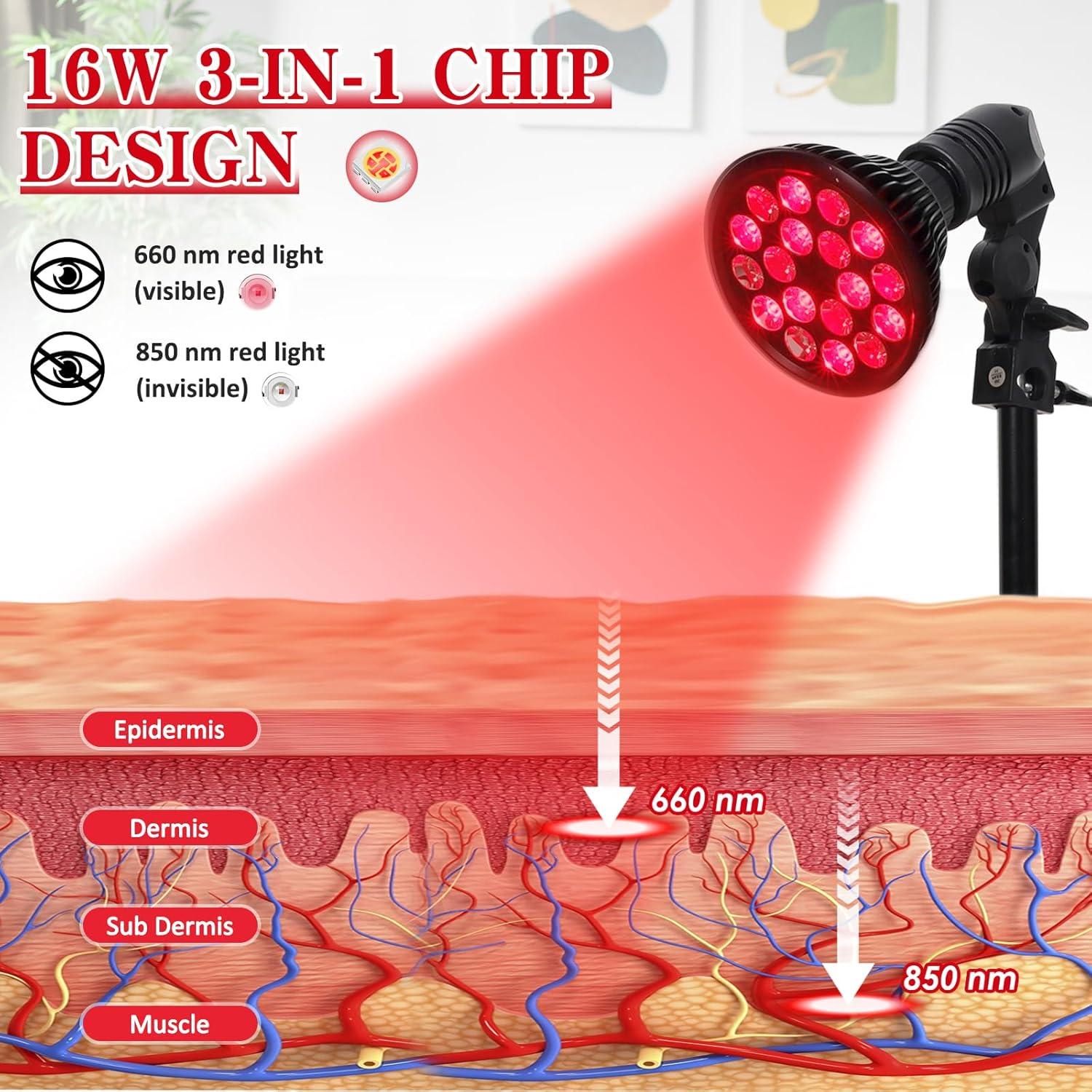 Lámpara de Terapia de Luz Roja SAVILER 660nm y 850nm Ajustable
