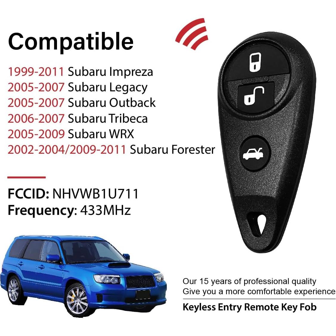 Control Remoto Llave Subaru NHVWB1U711 4 Botones 1999-2011