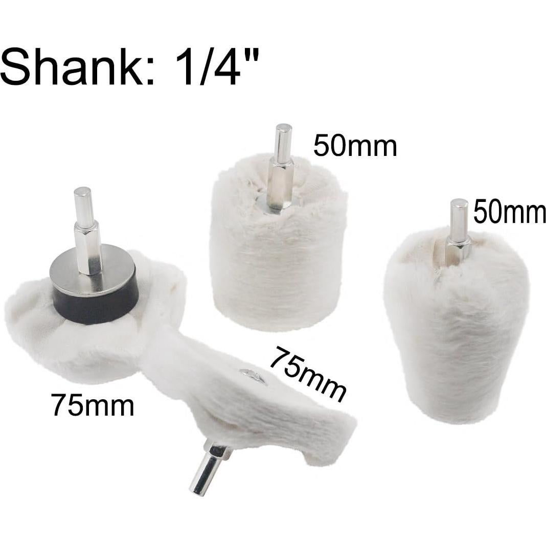 Kit de Pulido de Flanela Blanca JUNLIXN - 4 Piezas 1/4"