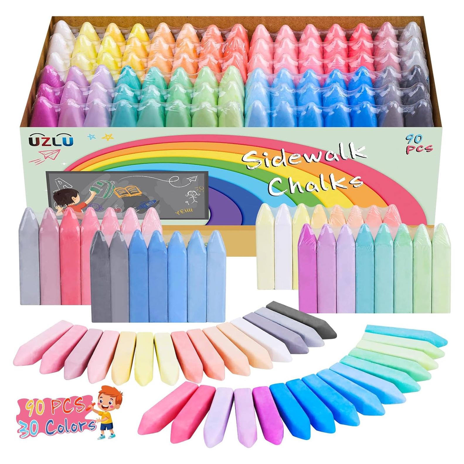 90 Tizas de Acera UZLU Jumbo Multicolor Lavables 2,38 kg