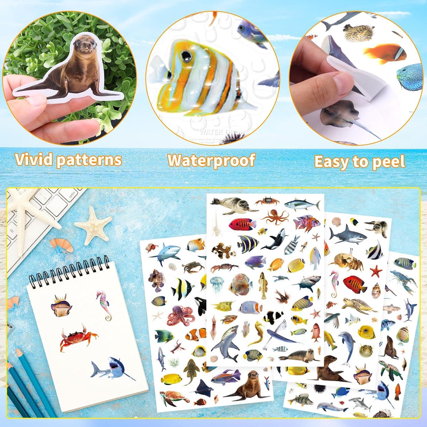 Pegatinas de Animales Marinos Genérico 820 Piezas Océano