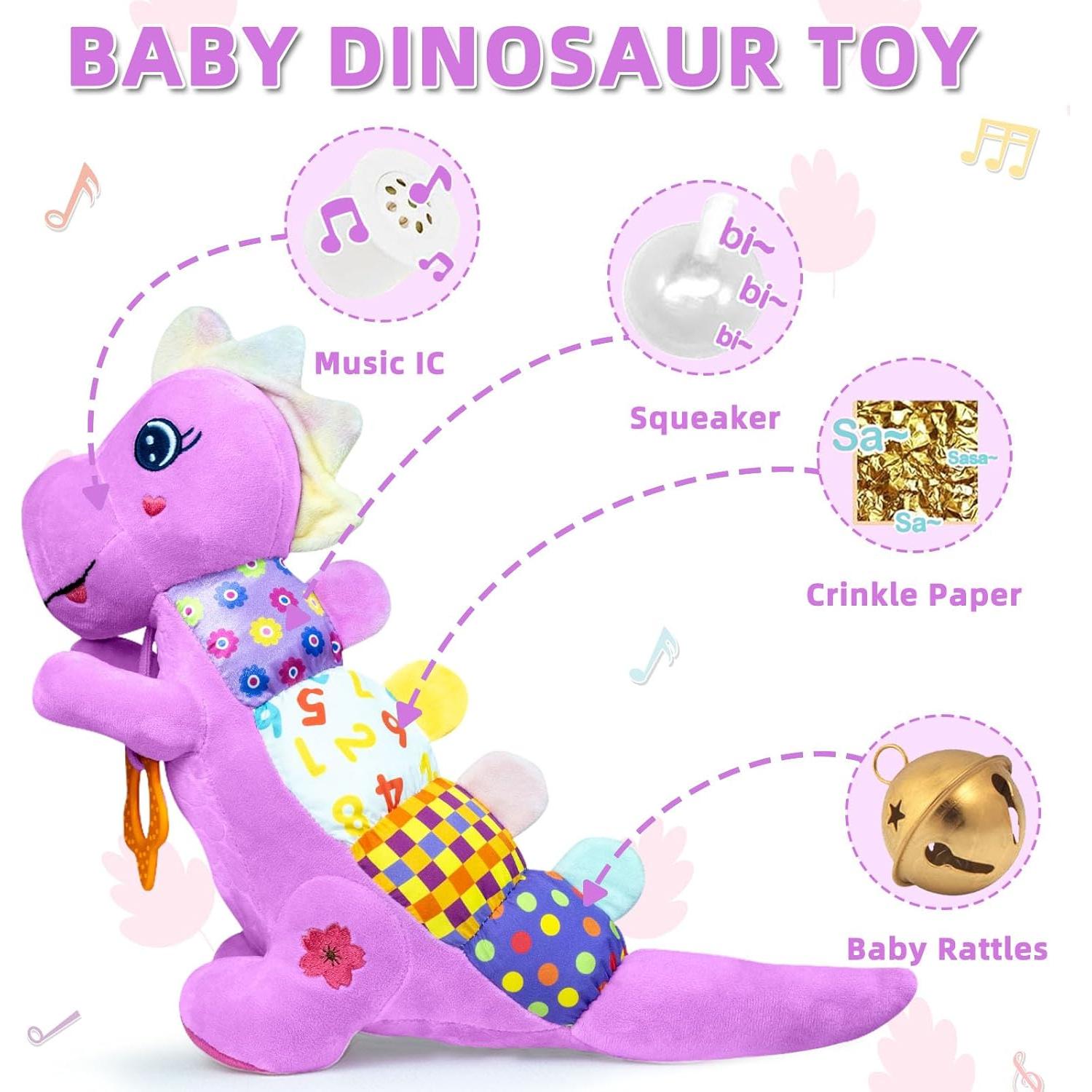 Juguete de Peluche Musical Dinosaurio ST-KLWJ Morado 5 en 1