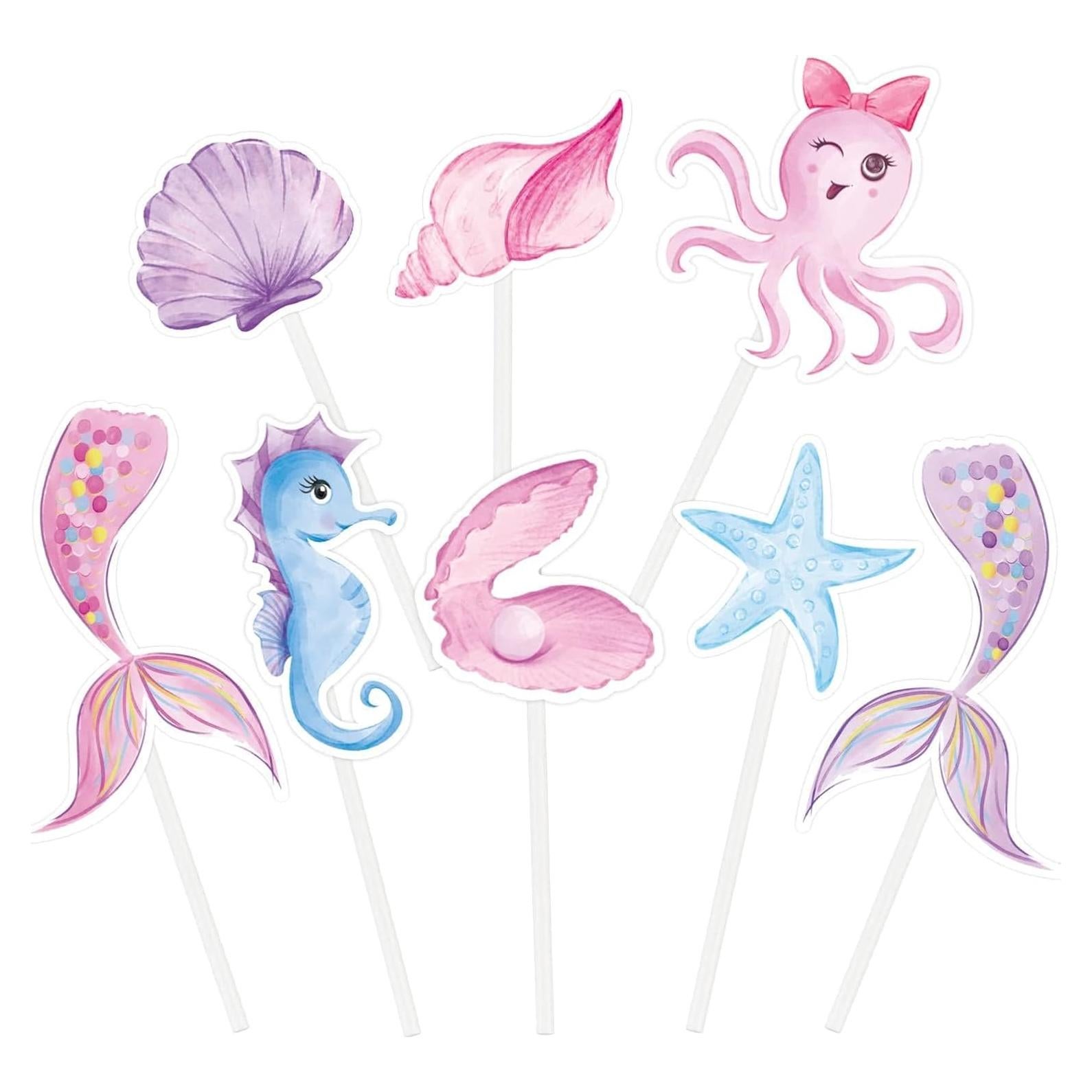 Adornos para Cupcakes WERNNSAI 32PCS Sirena Brillantes