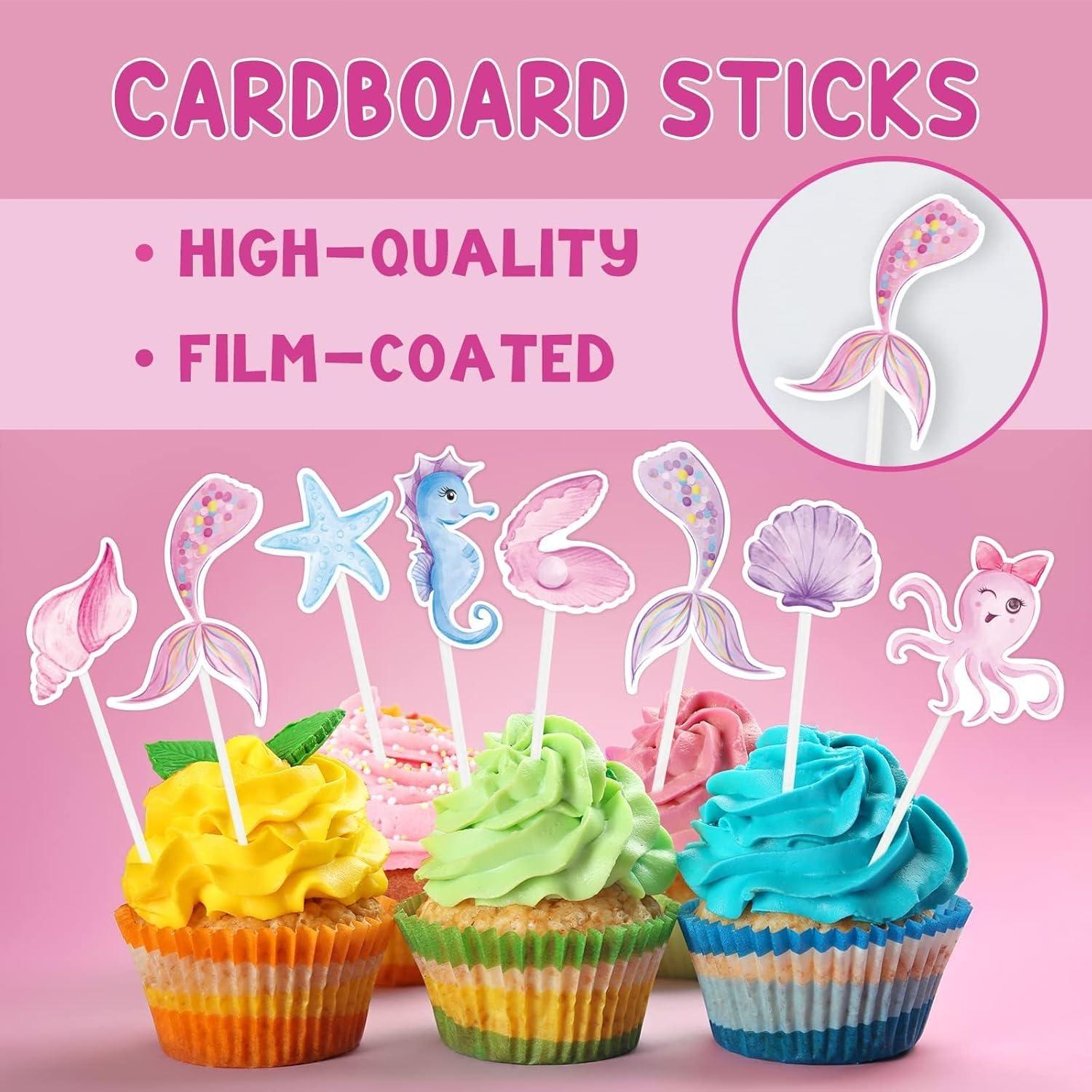 Adornos para Cupcakes WERNNSAI 32PCS Sirena Brillantes