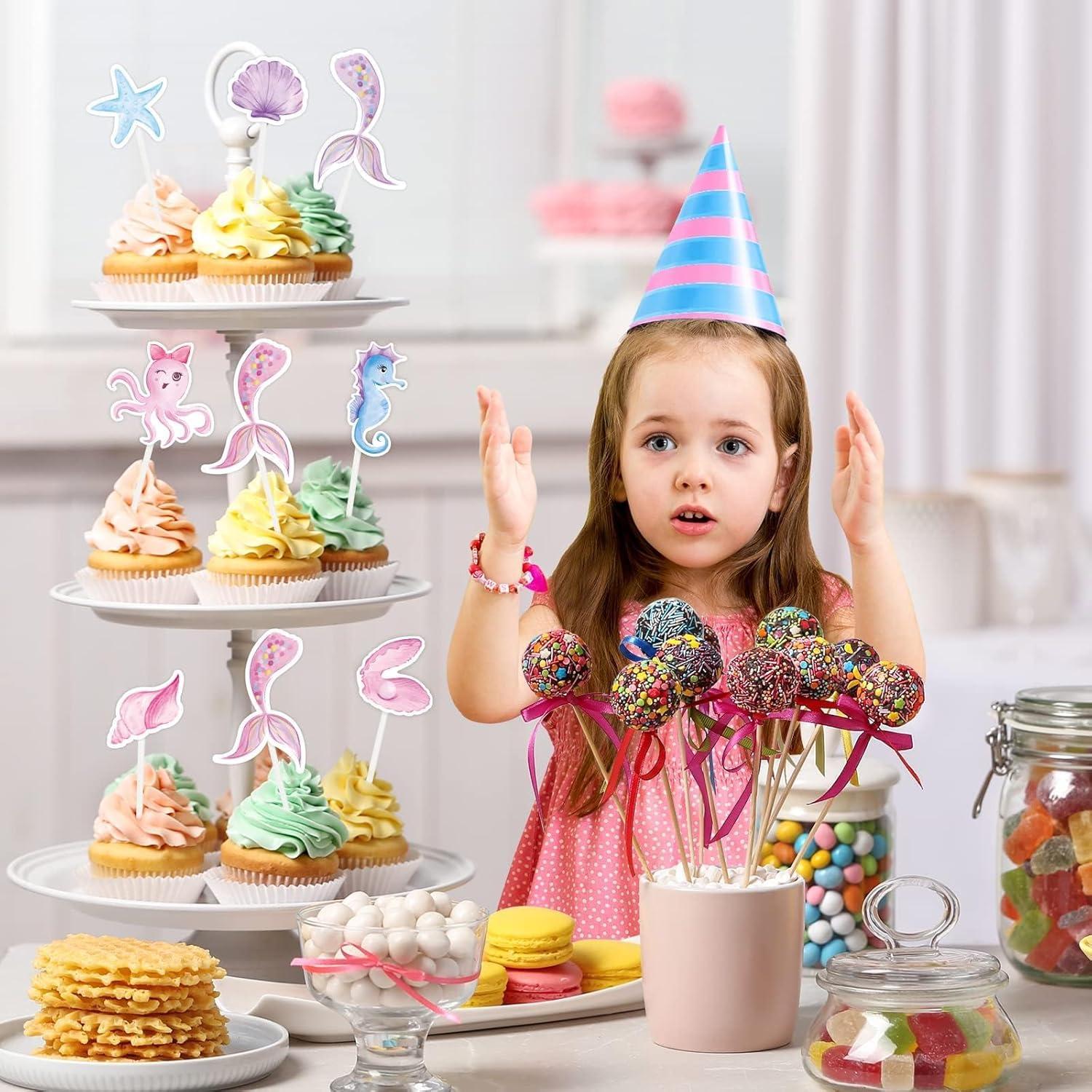 Adornos para Cupcakes WERNNSAI 32PCS Sirena Brillantes