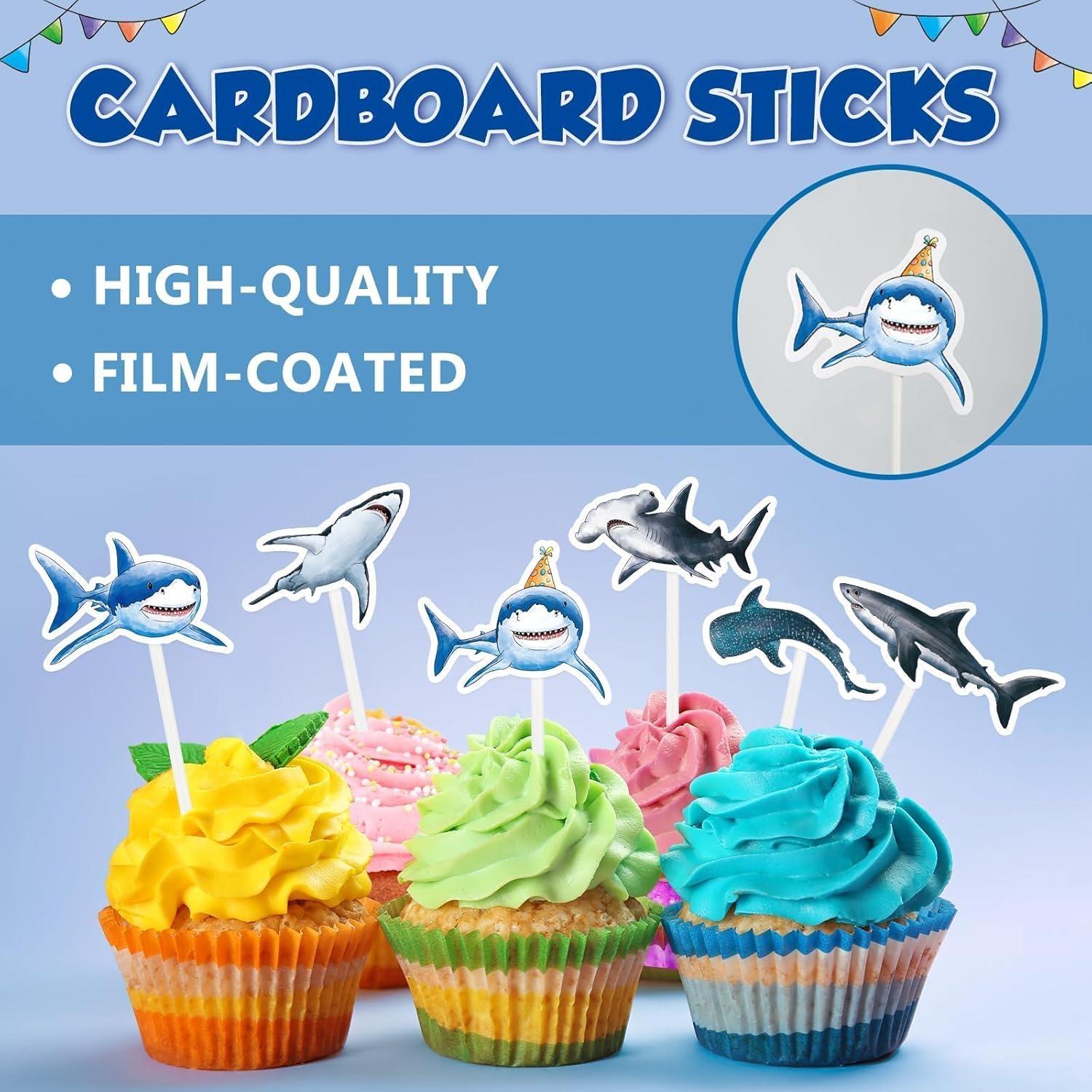 Decoraciones para Cupcakes WERNNSAI Tiburón 36 Piezas