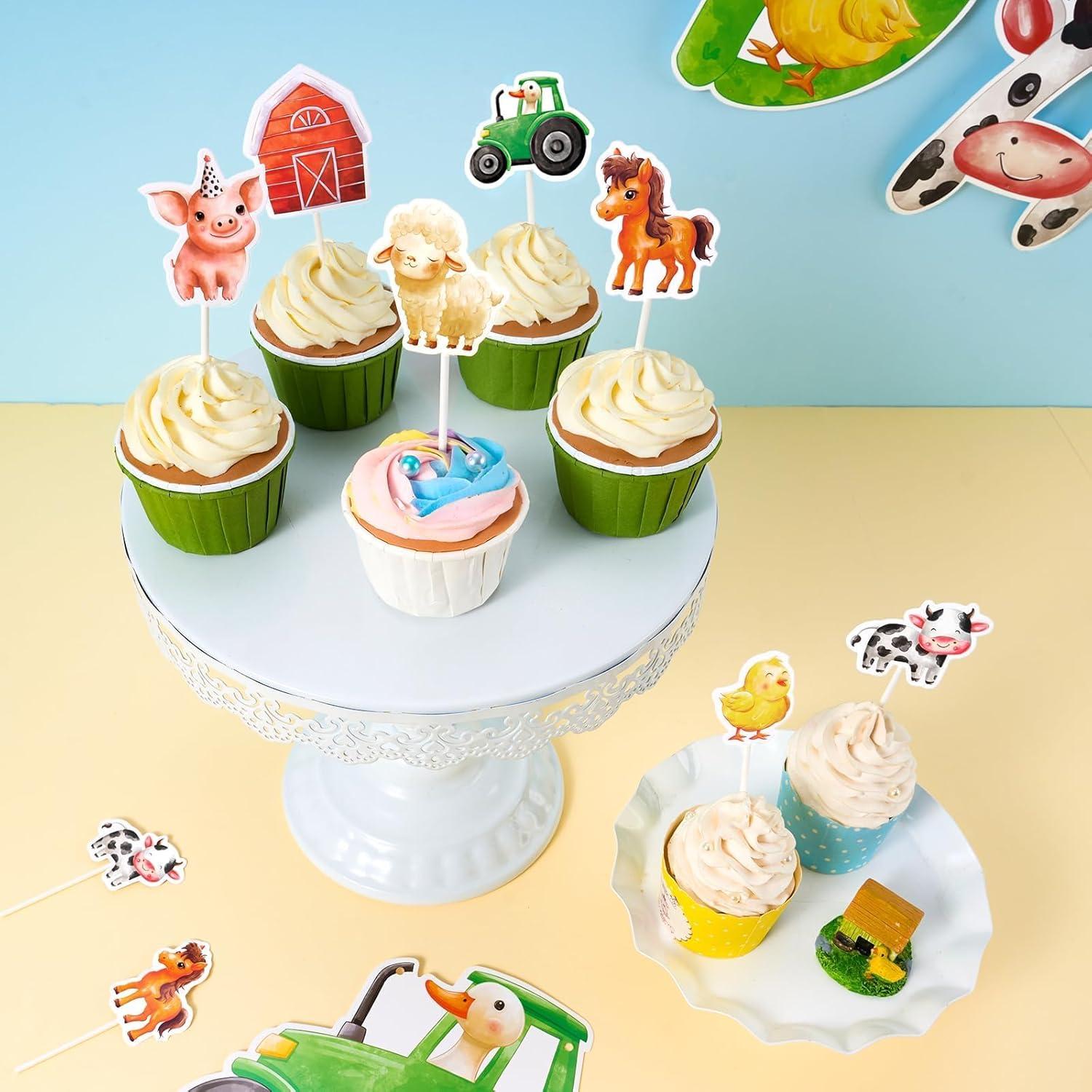 Adornos para Cupcakes WERNNSAI 40 Piezas Animales de Granja