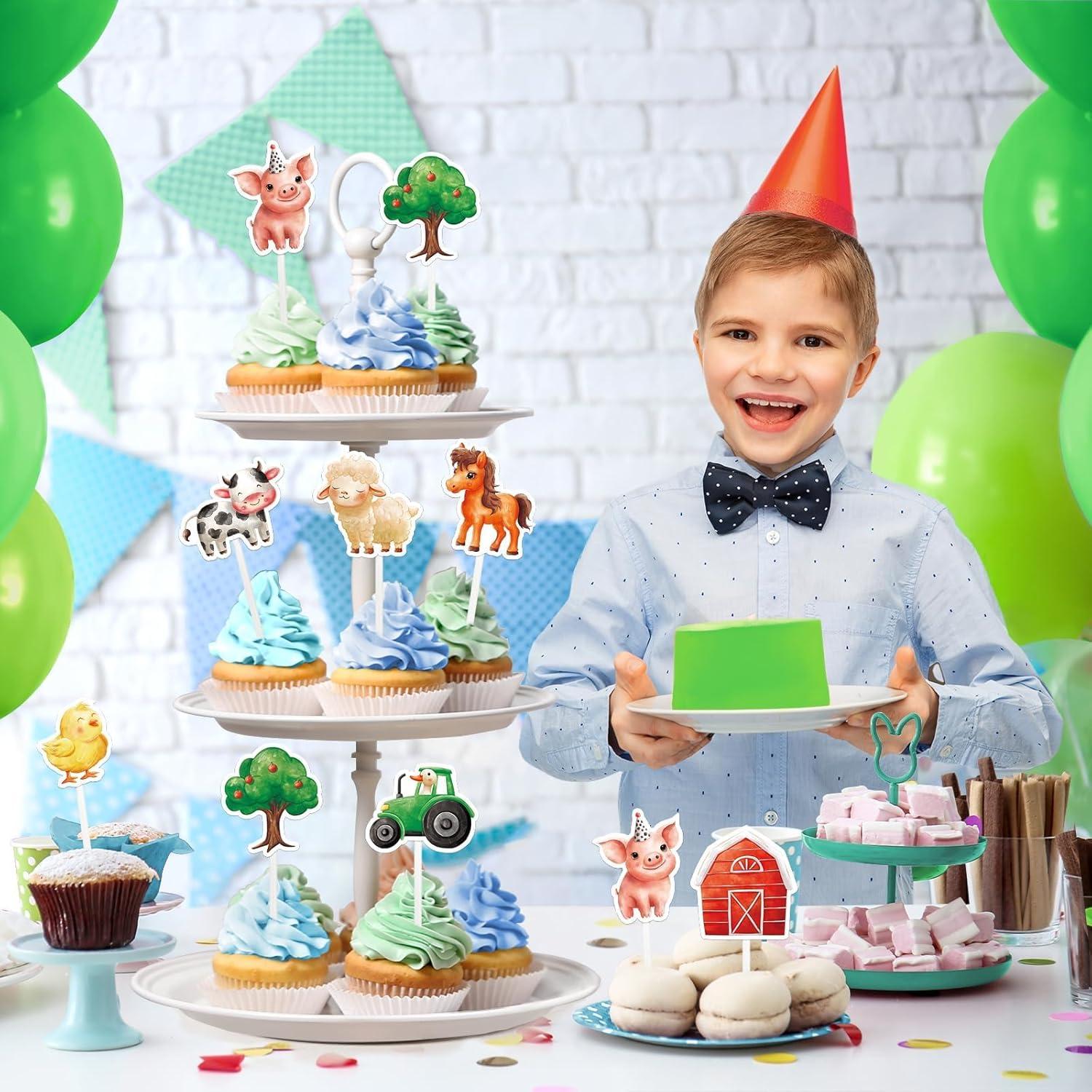 Adornos para Cupcakes WERNNSAI 40 Piezas Animales de Granja