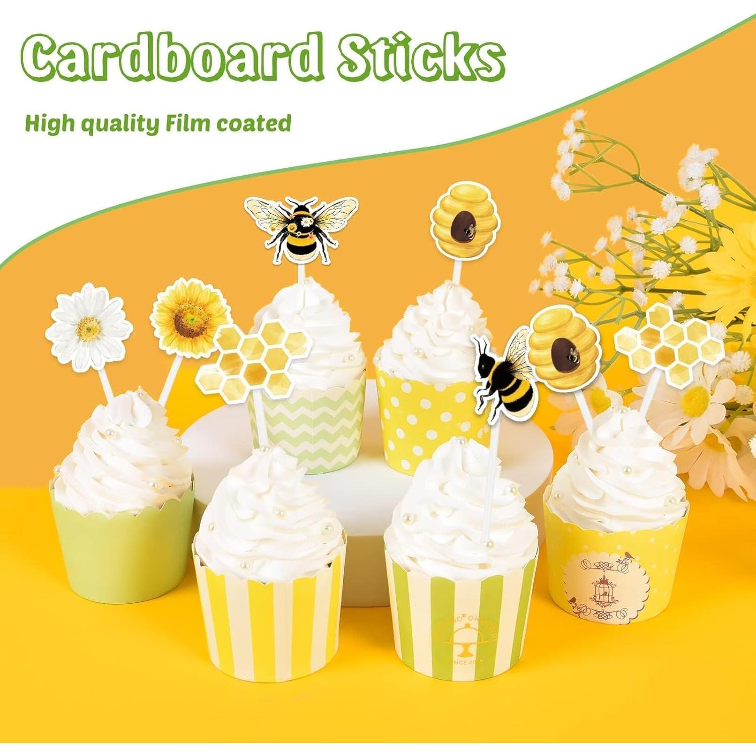 Adornos para Cupcakes WERNNSAI 36 Piezas Tema Abeja