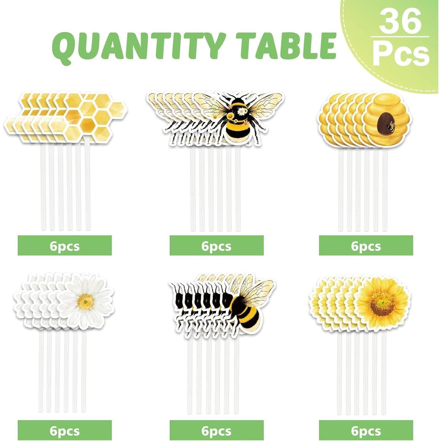 Adornos para Cupcakes WERNNSAI 36 Piezas Tema Abeja