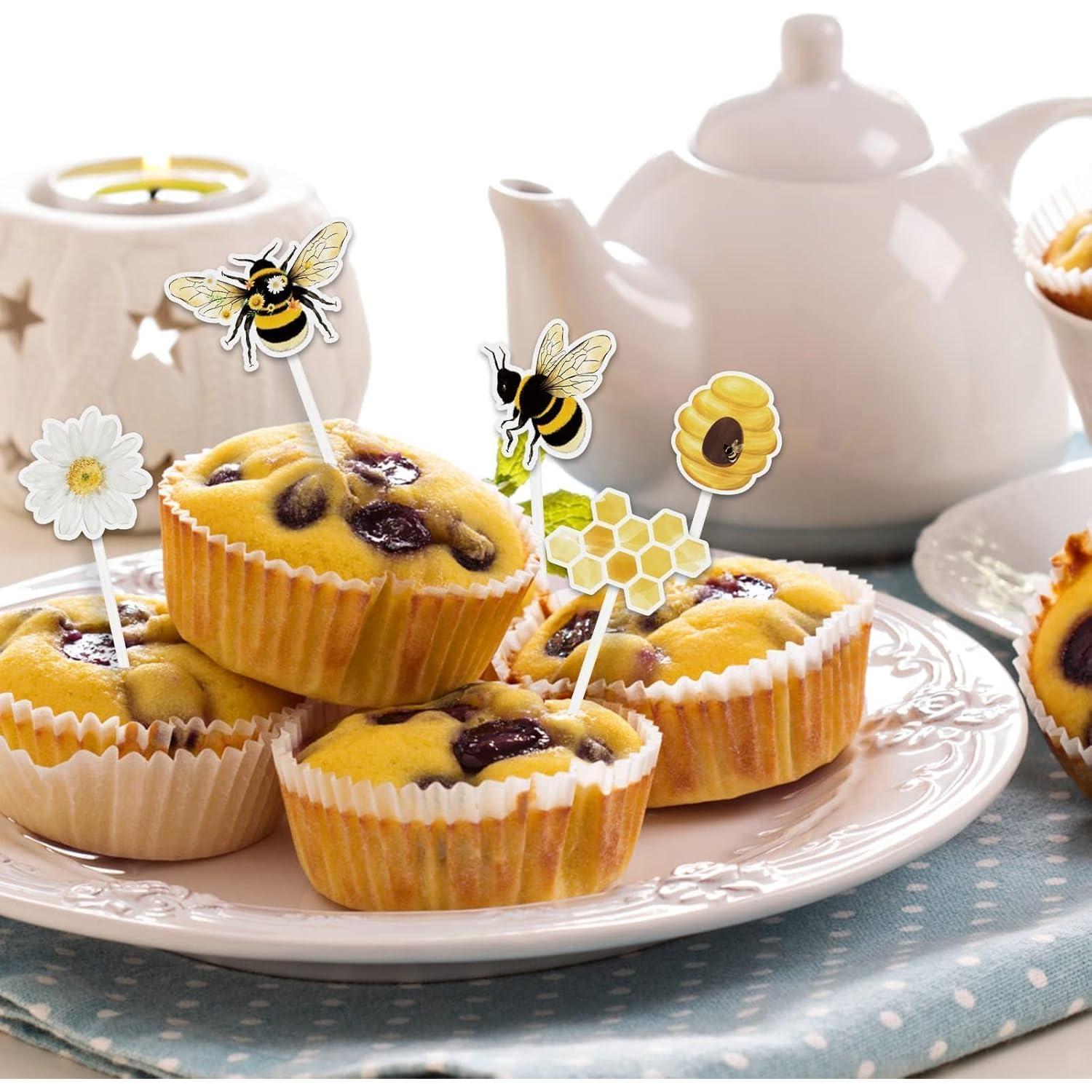Adornos para Cupcakes WERNNSAI 36 Piezas Tema Abeja