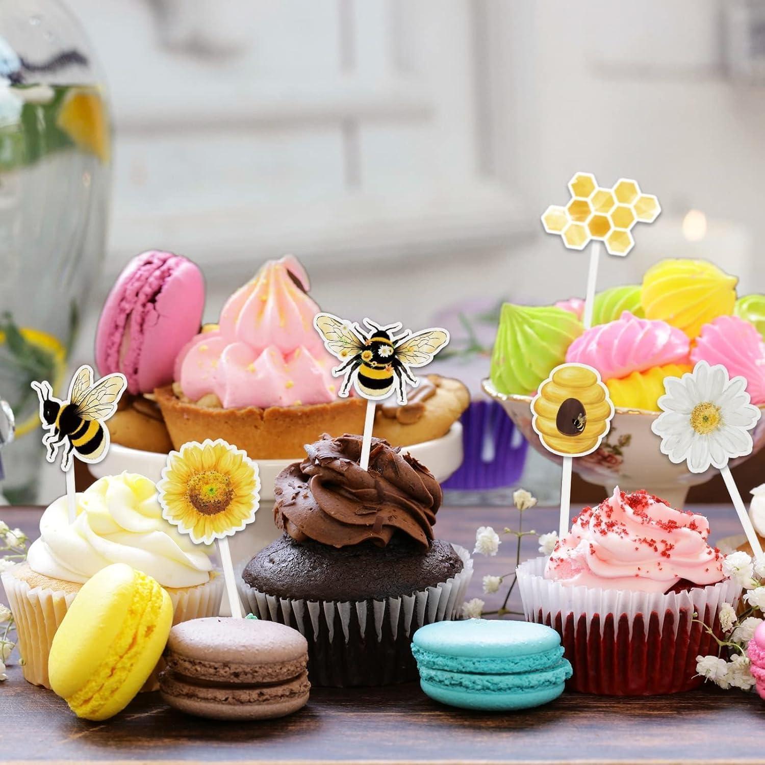 Adornos para Cupcakes WERNNSAI 36 Piezas Tema Abeja