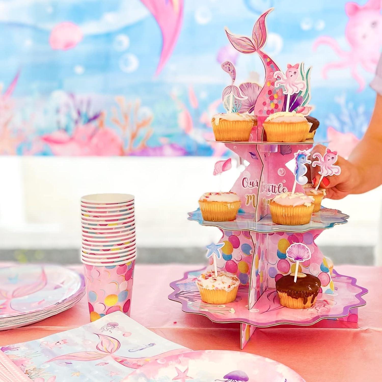 Adornos para Cupcakes WERNNSAI 32PCS Sirena Brillantes