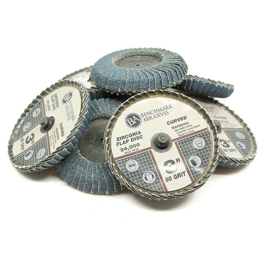 Disco de Aleta Curvado 3" Zirconia Benchmark Abrasives 80 Grano - Paquete de 10