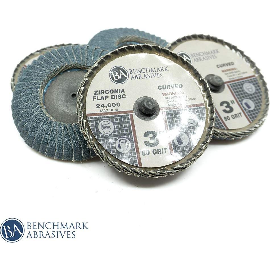 Disco de Aleta Curvado 3" Zirconia Benchmark Abrasives 80 Grano - Paquete de 10