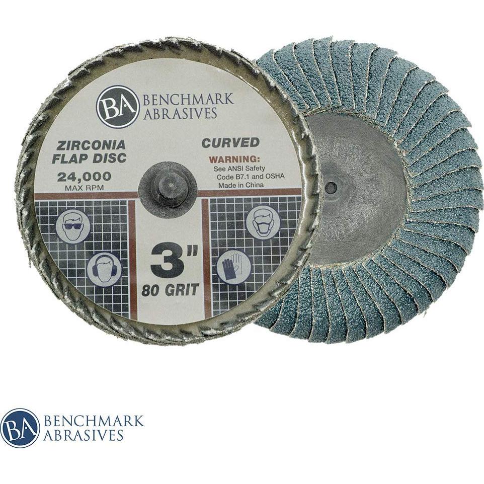 Disco de Aleta Curvado 3" Zirconia Benchmark Abrasives 80 Grano - Paquete de 10