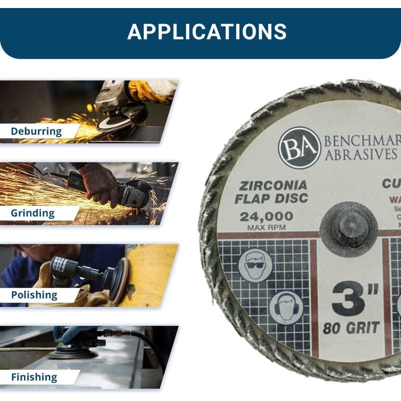 Disco de Aleta Curvado 3" Zirconia Benchmark Abrasives 80 Grano - Paquete de 10