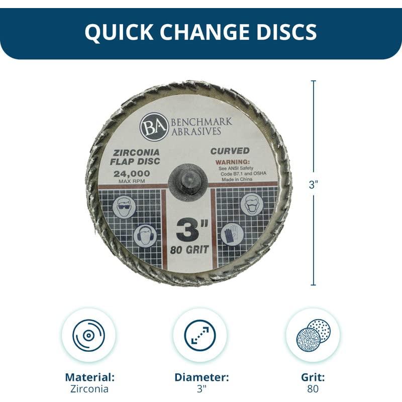 Disco de Aleta Curvado 3" Zirconia Benchmark Abrasives 80 Grano - Paquete de 10