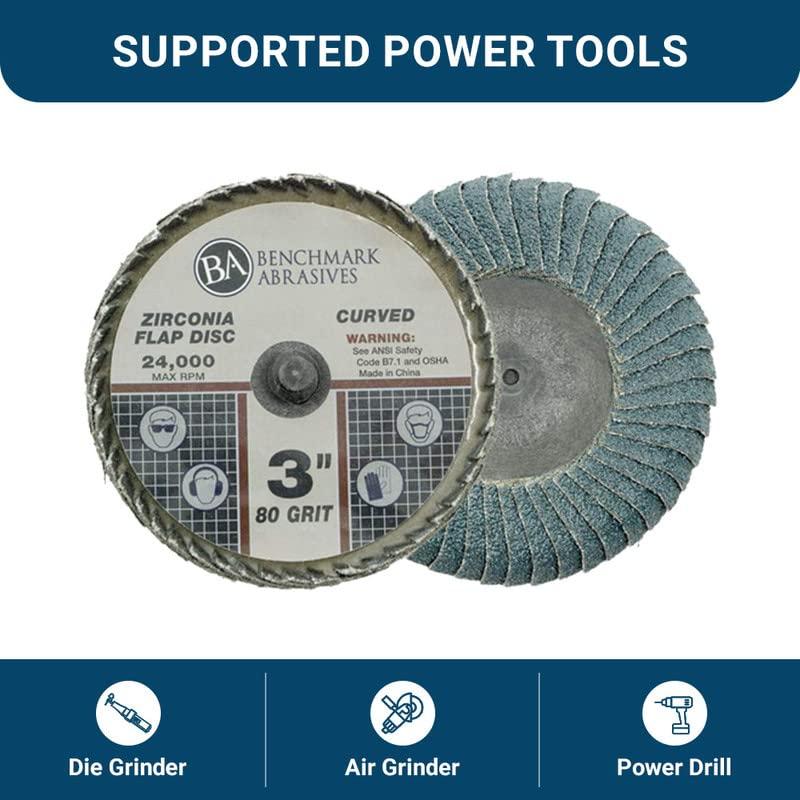 Disco de Aleta Curvado 3" Zirconia Benchmark Abrasives 80 Grano - Paquete de 10