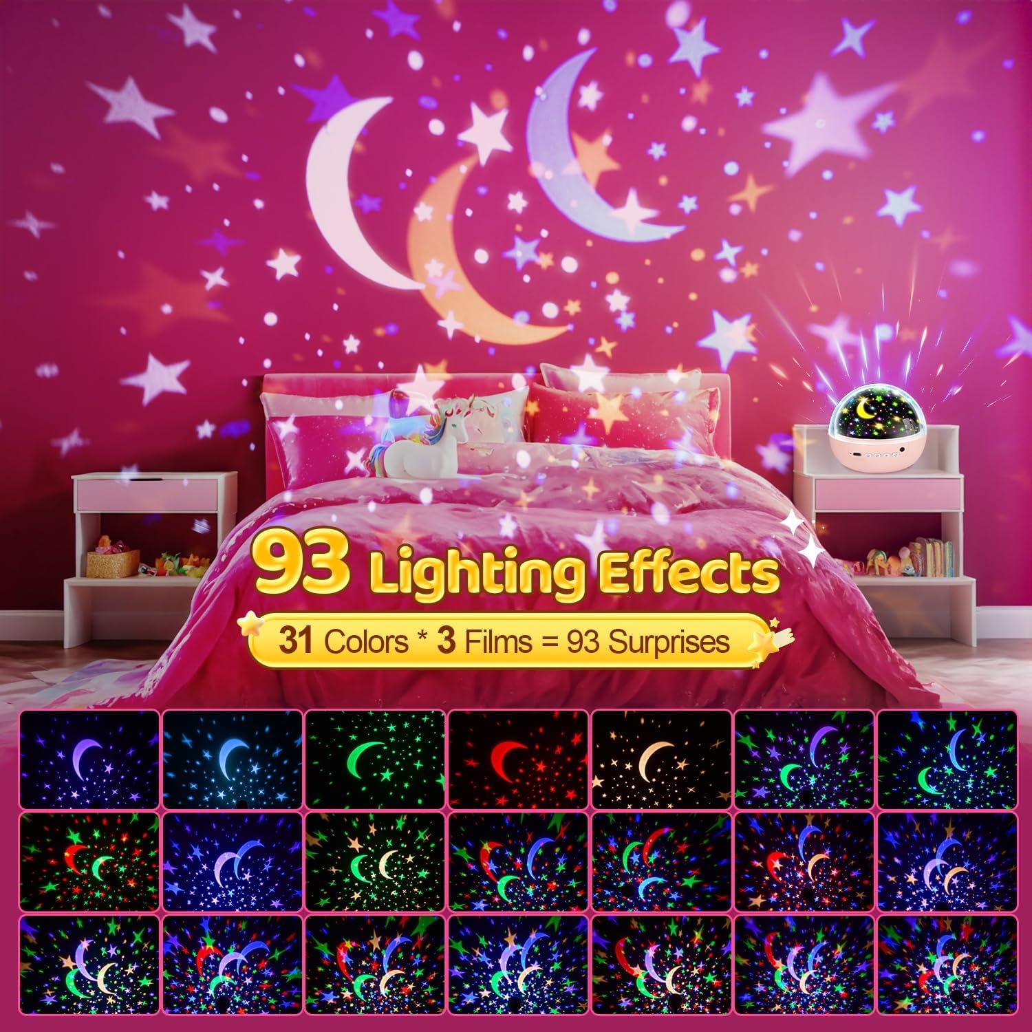 PIKOY Kids Night Light Projector, Remote+3 Timer Unicorn Night Light for Kids,3 Film&93 Effect Toddler Night Light Kids Projector,3 Lightness Nightlight for Kids Room,360° Rotate Baby Night Light