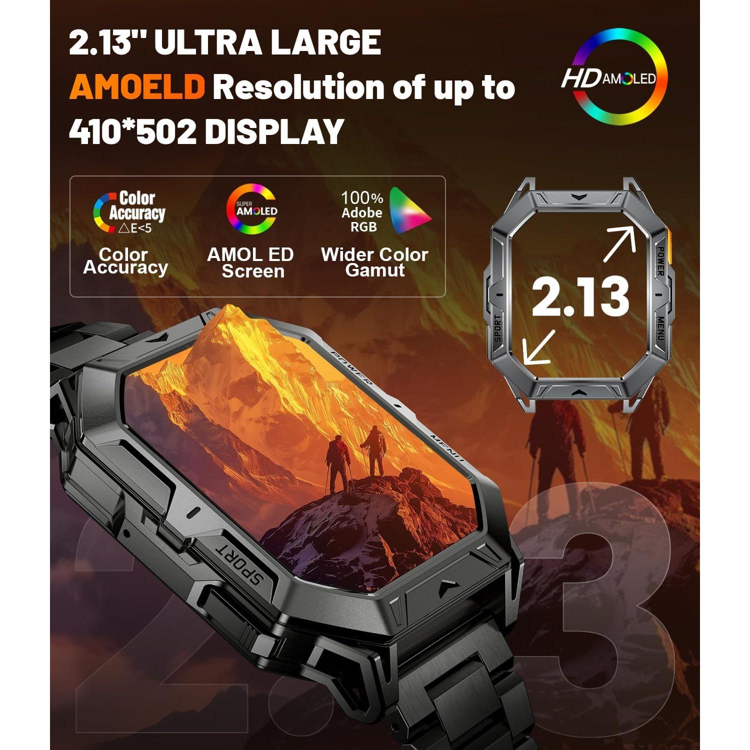 Reloj Inteligente Militar LIGE TX1-E 2.13" AMOLED 100 Días Batería