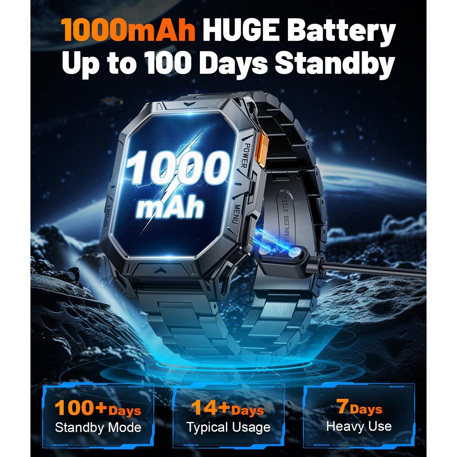 Reloj Inteligente Militar LIGE TX1-E 2.13" AMOLED 100 Días Batería