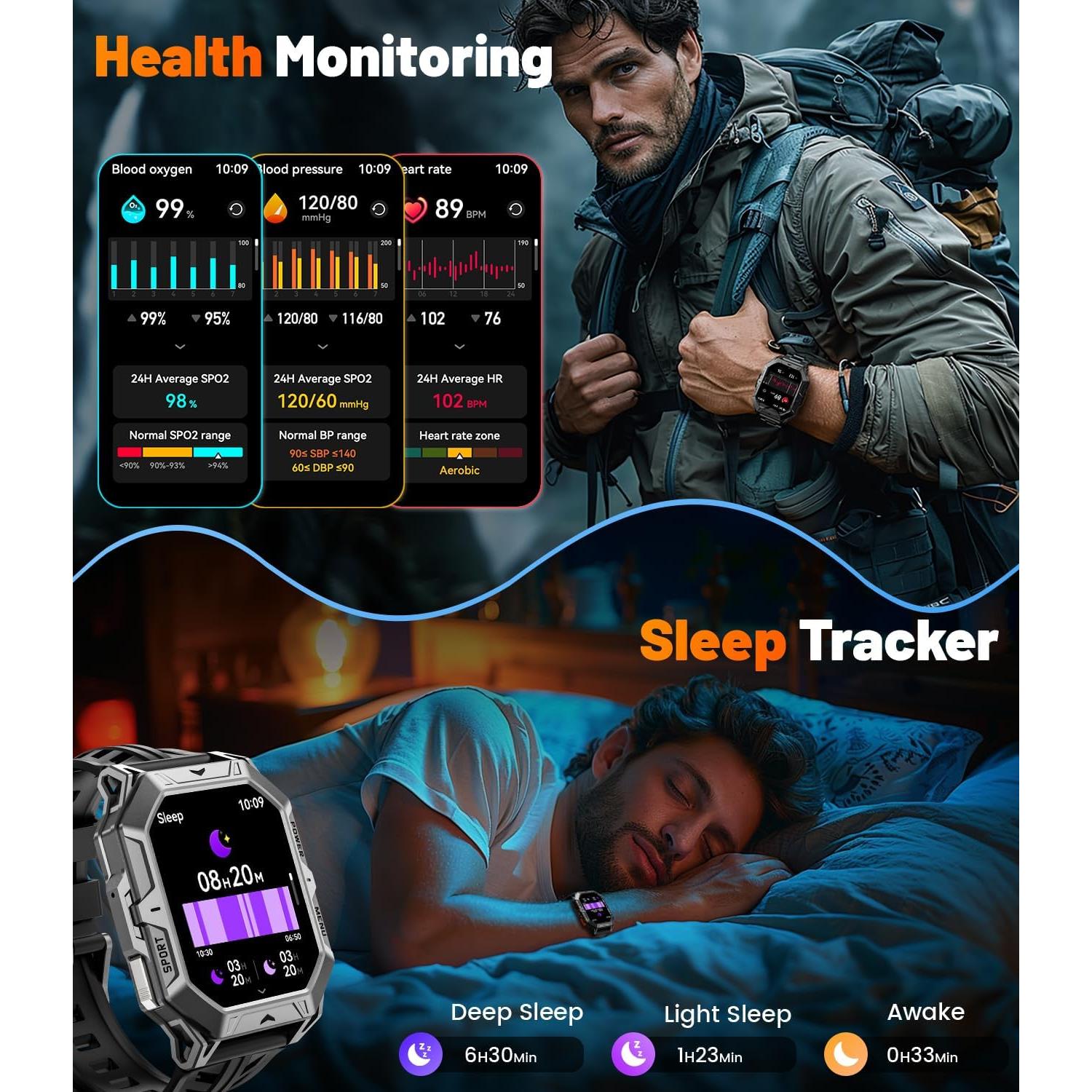 Reloj Inteligente Militar LIGE TX1-E 2.13" AMOLED 100 Días Batería