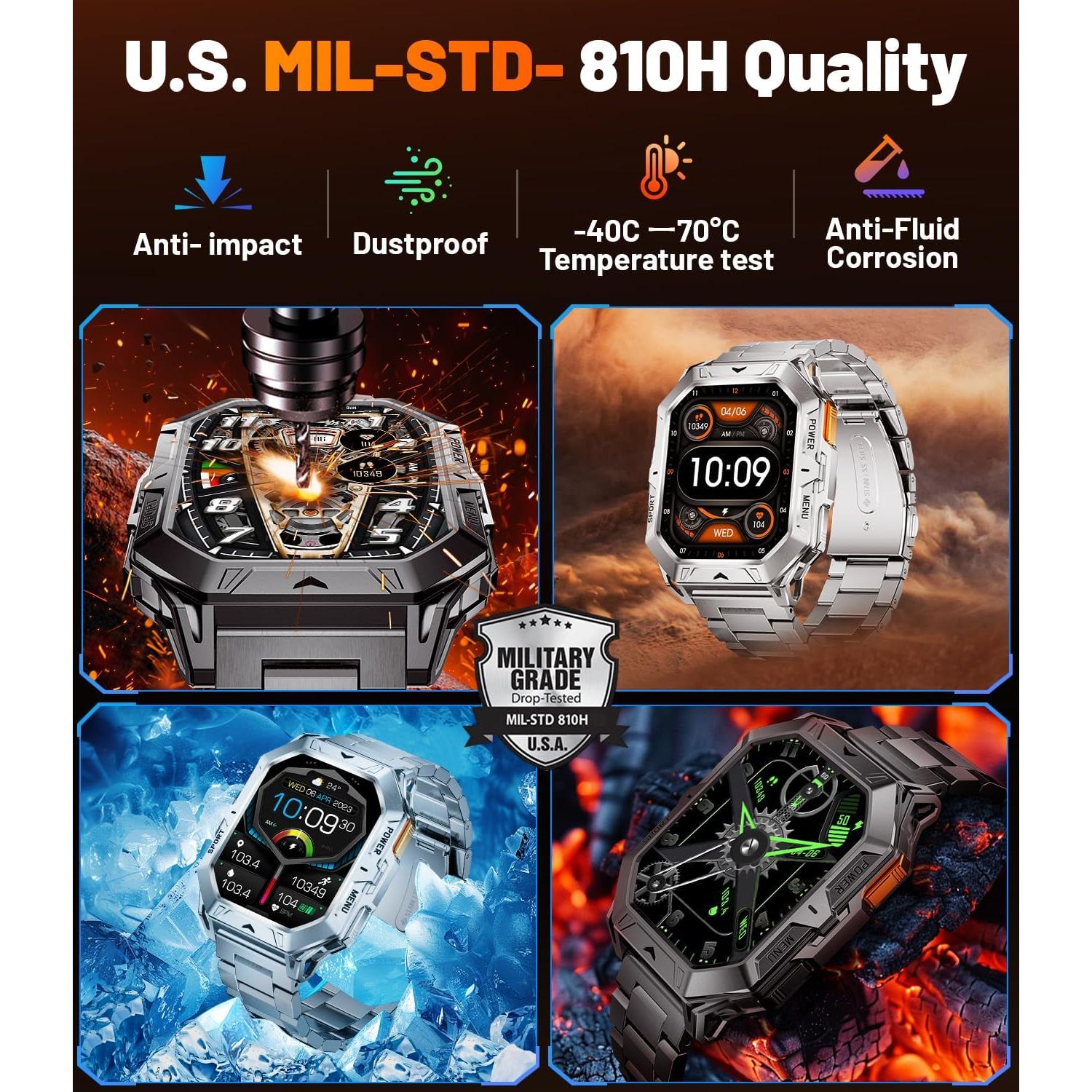 Reloj Inteligente Militar LIGE TX1-E 2.13" AMOLED 100 Días Batería