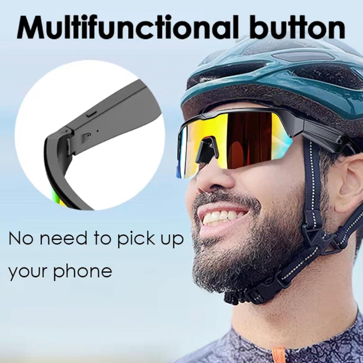 Smart Bluetooth Glasses for Men & Women: Smart Glasses Built-in Mic & Open Ear Music Speakers, UV Protection Running Cycling Sunglasses for Outdoor Activities and Everyday Use (Gold)