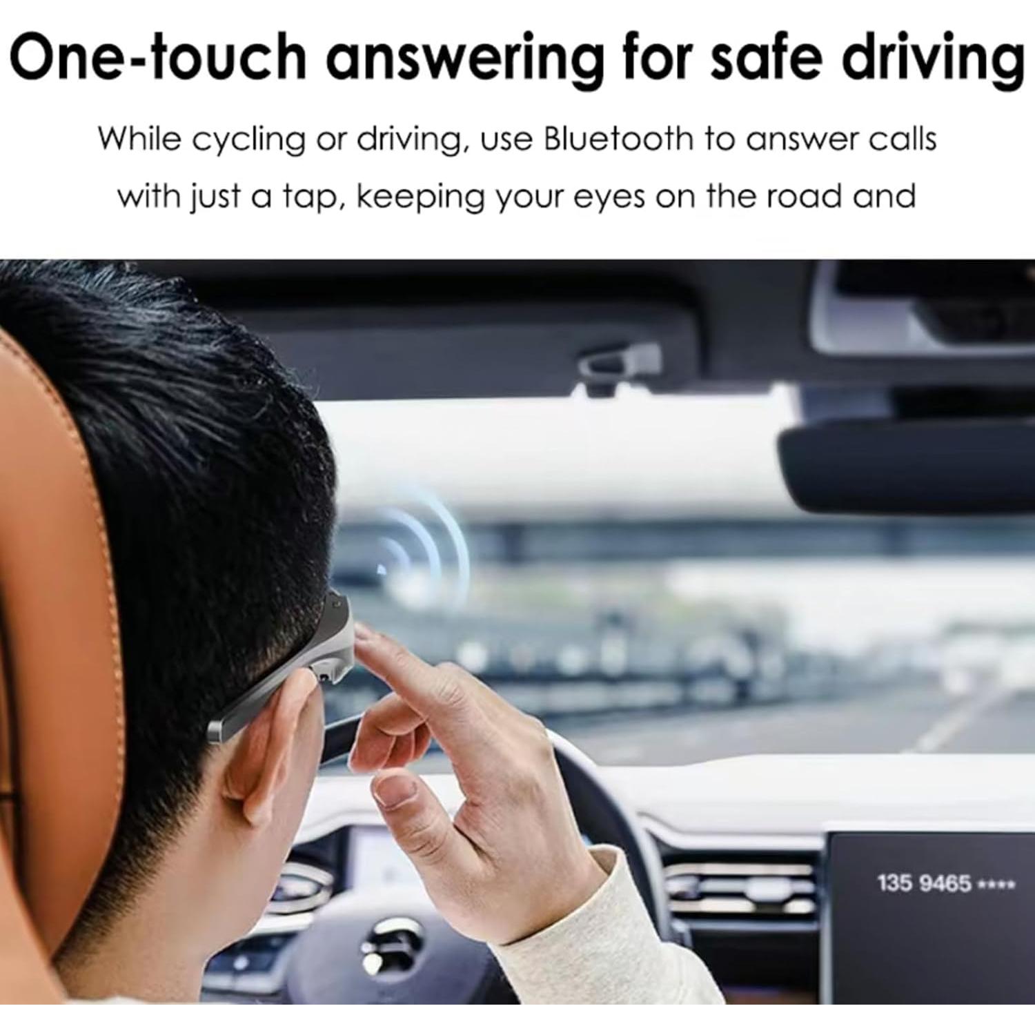 Smart Bluetooth Glasses for Men & Women: Smart Glasses Built-in Mic & Open Ear Music Speakers, UV Protection Running Cycling Sunglasses for Outdoor Activities and Everyday Use (Gold)