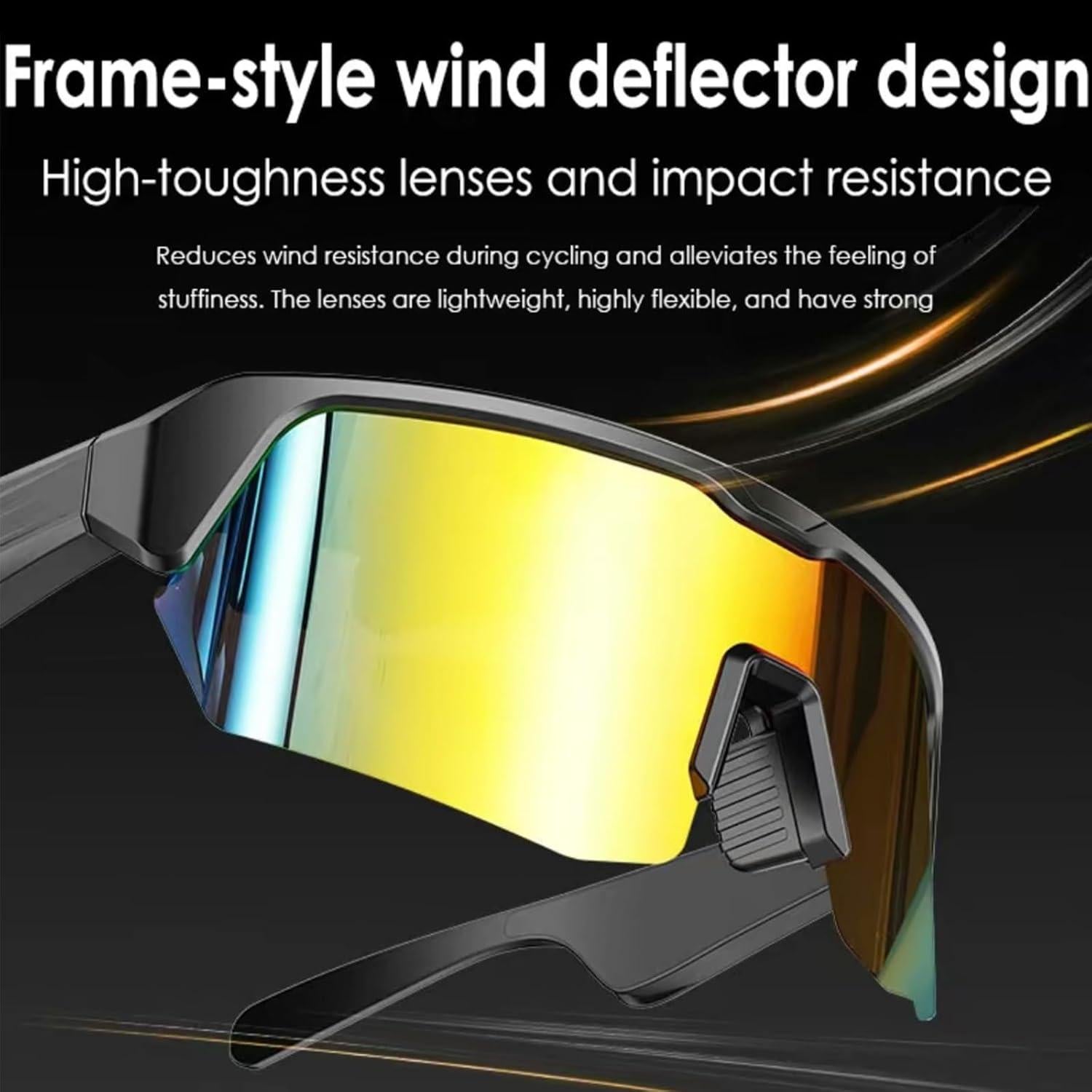 Smart Bluetooth Glasses for Men & Women: Smart Glasses Built-in Mic & Open Ear Music Speakers, UV Protection Running Cycling Sunglasses for Outdoor Activities and Everyday Use (Gold)