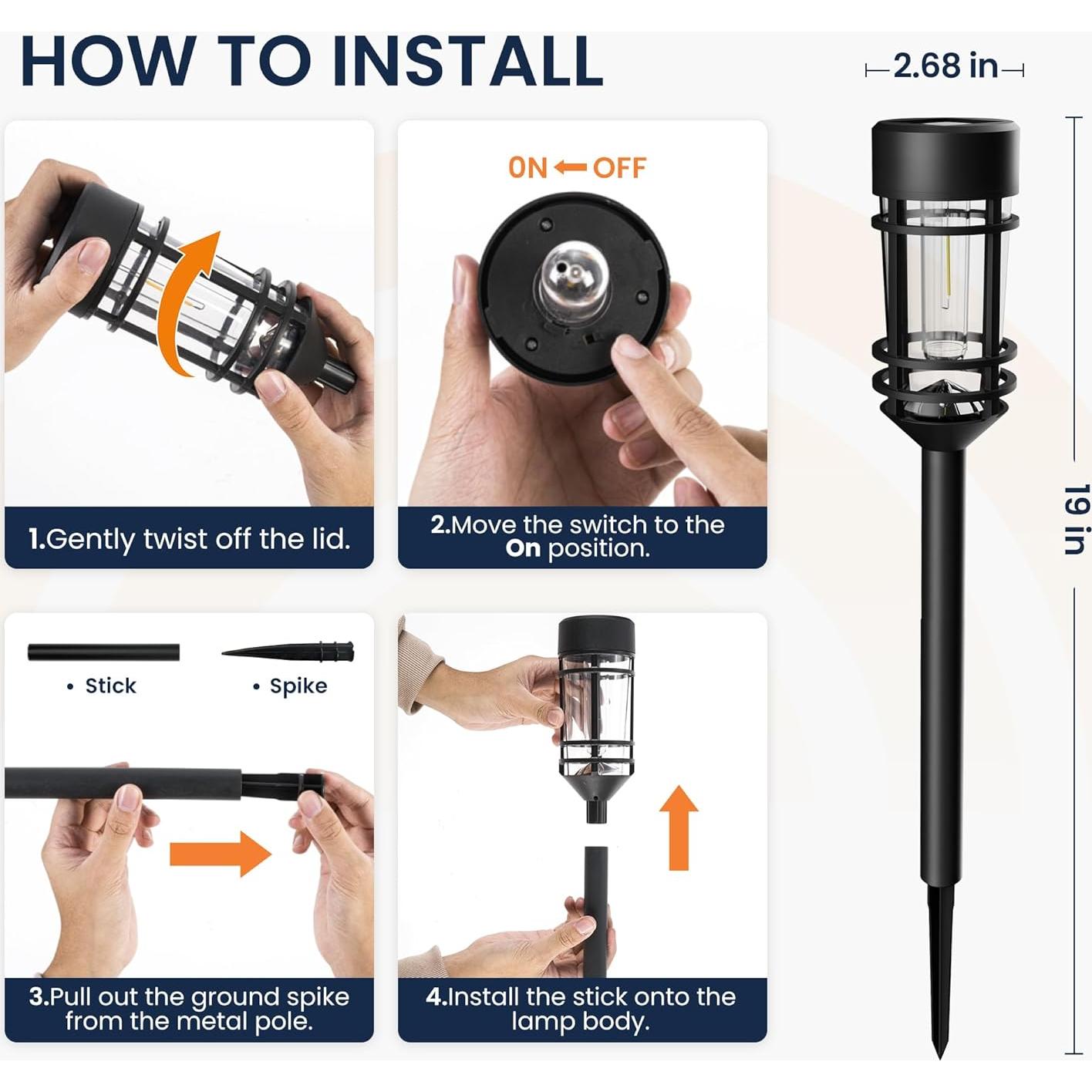 Luces Solares GIGALUMI Paquete de 4 LED Impermeables