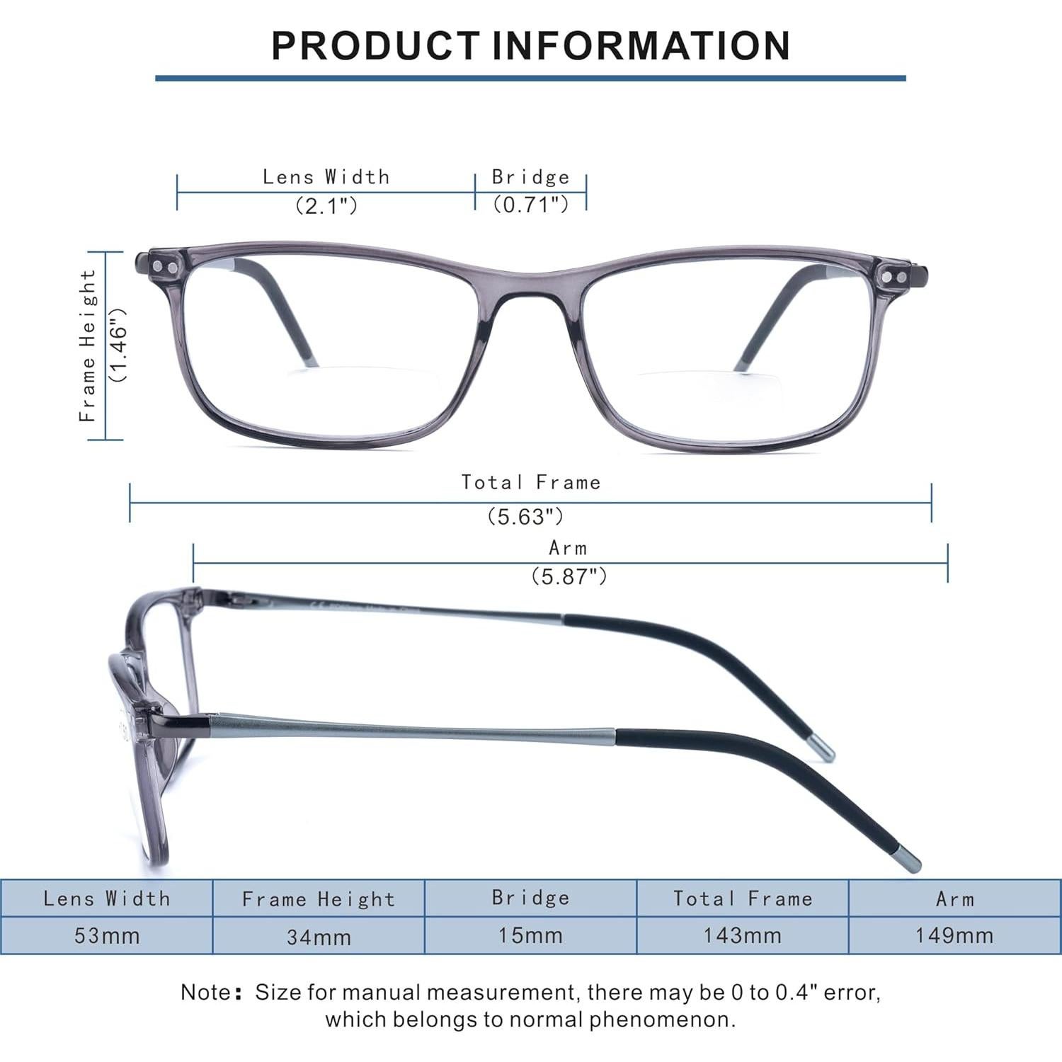 Gafas de lectura bifocal SKYOAK +2.5 con bloqueo luz azul