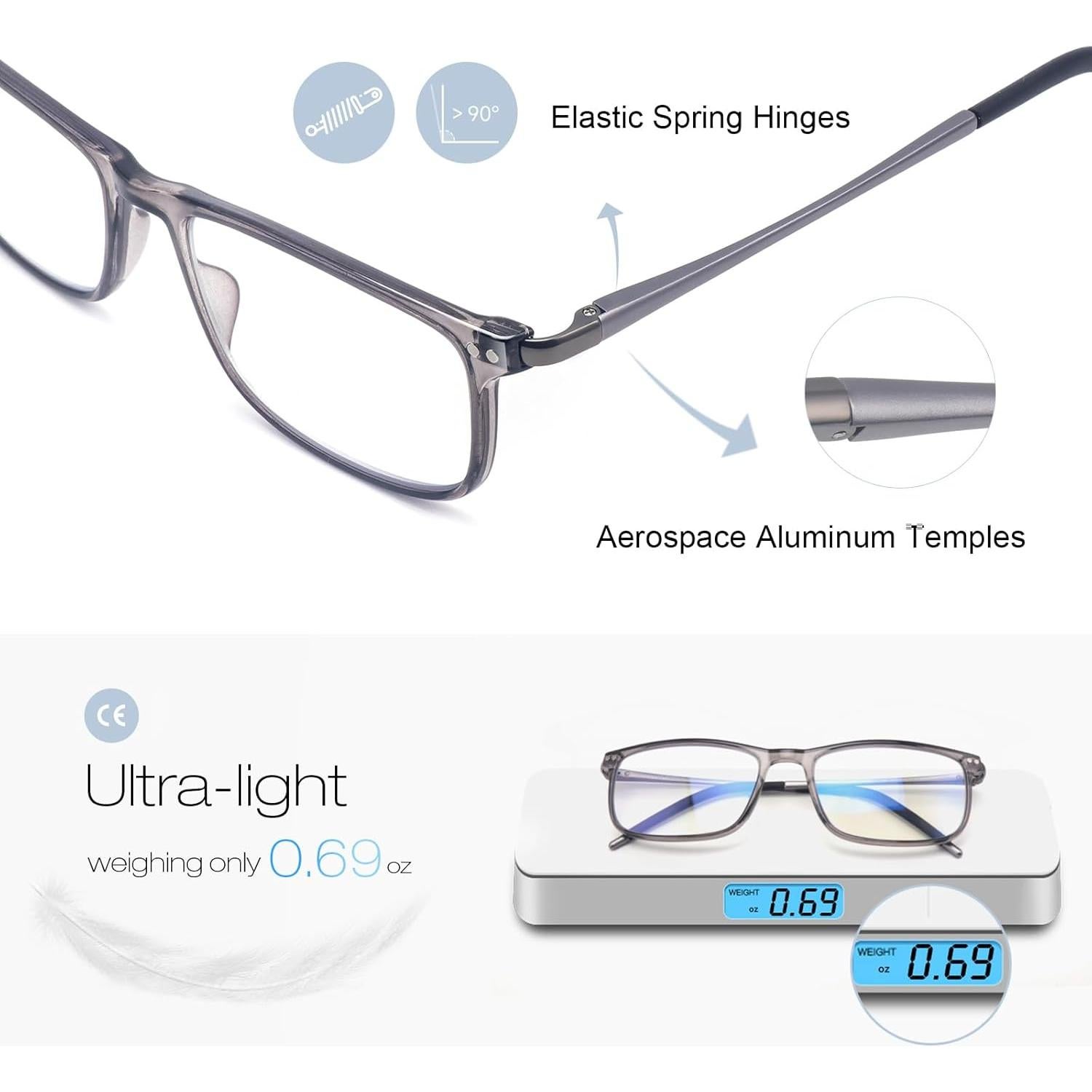 Gafas de lectura progresivas Skyoak TR90 ligeras con bloqueo luz azul