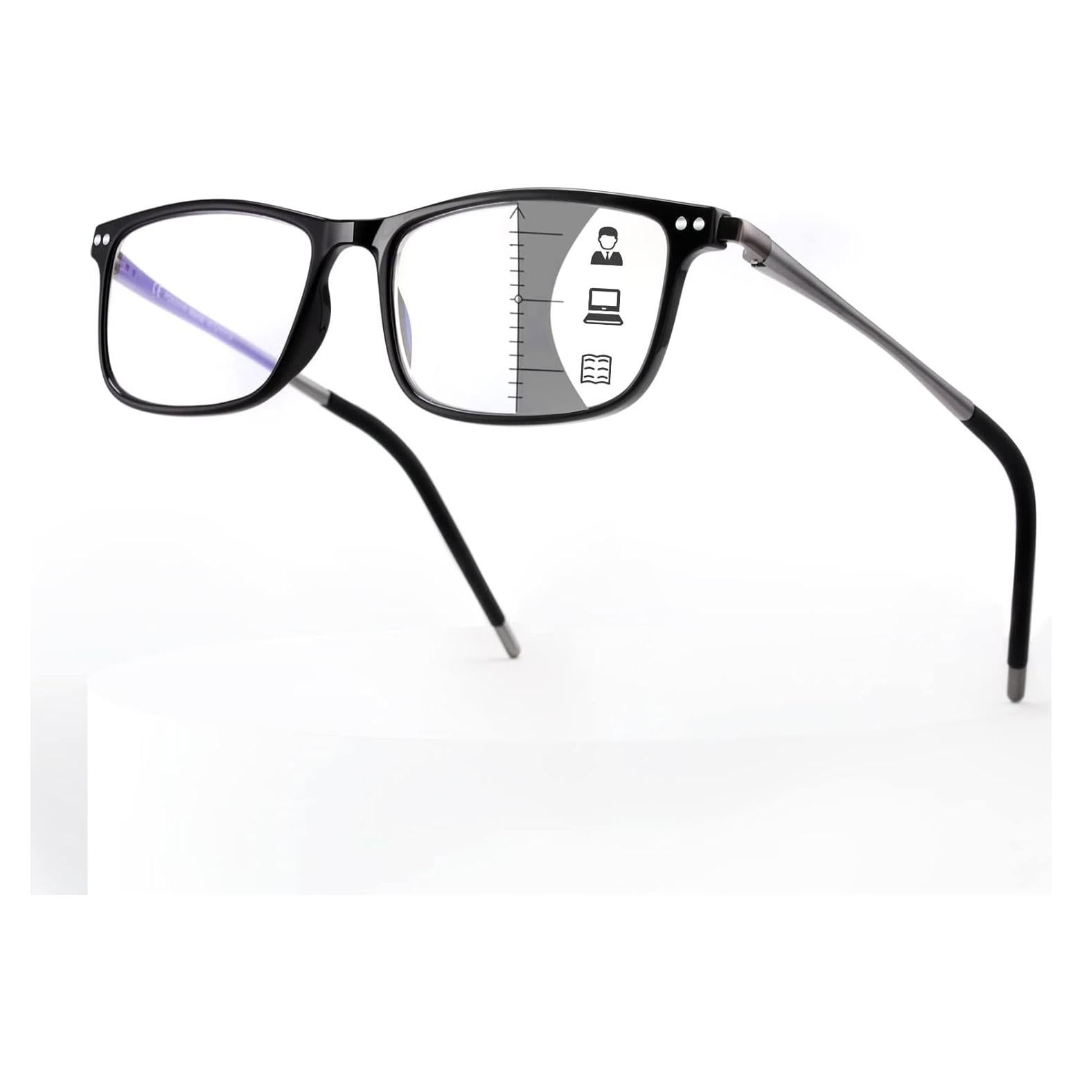 Gafas de lectura progresivas SKYOAK +1.5, bloqueo luz azul, negro
