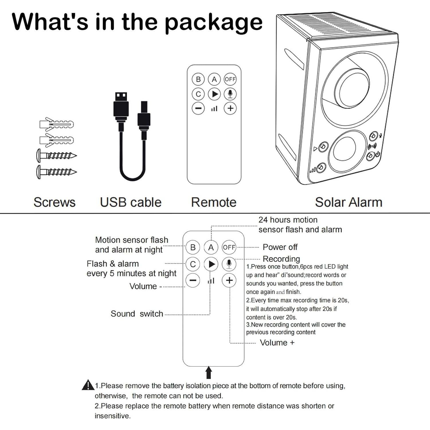 Alarma de Movimiento Solar SENKEFEI 130dB con Control Remoto