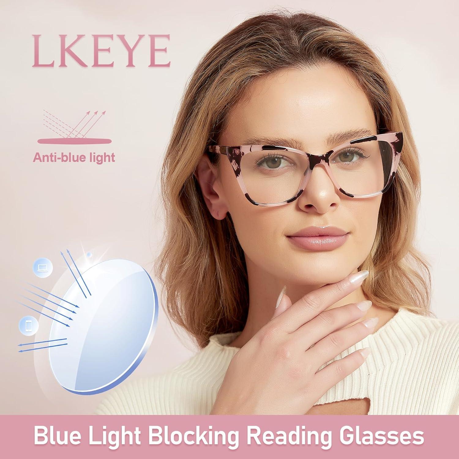 Gafas de lectura LKEYE estilo gato ojo 3.5D bloqueadoras luz azul