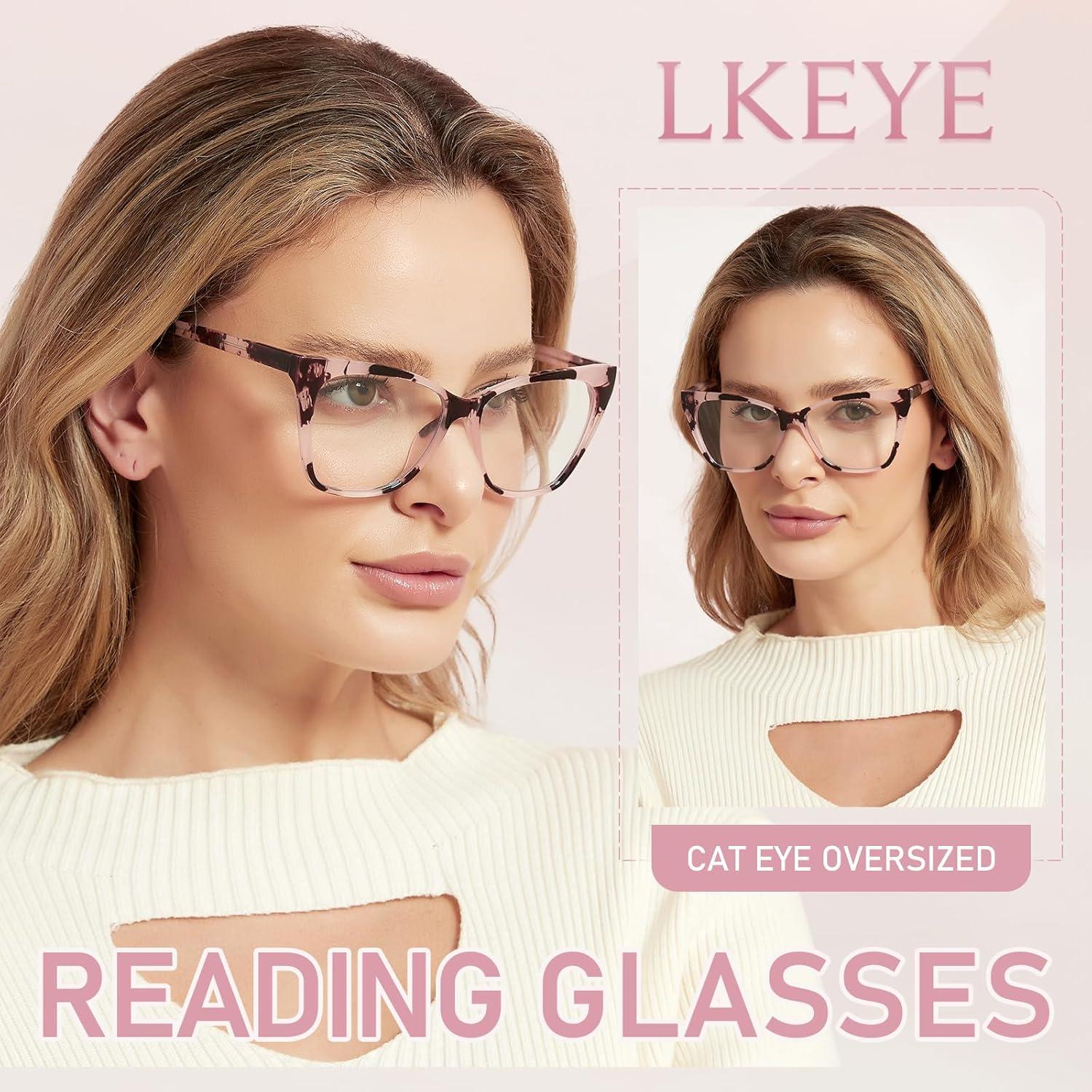Gafas de lectura LKEYE estilo gato ojo grandes UV400