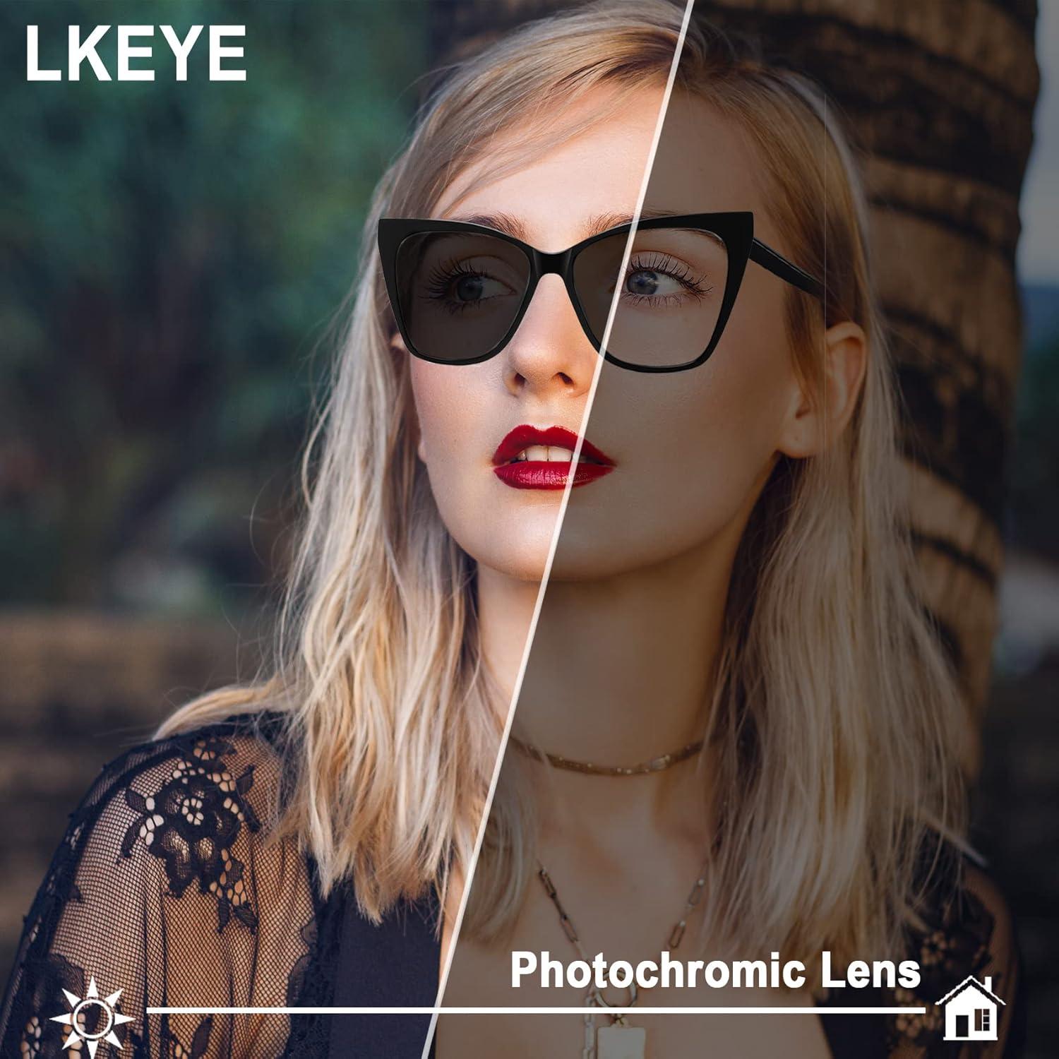 Gafas de lectura fotoquímicas LKEYE ojo de gato 1.75D