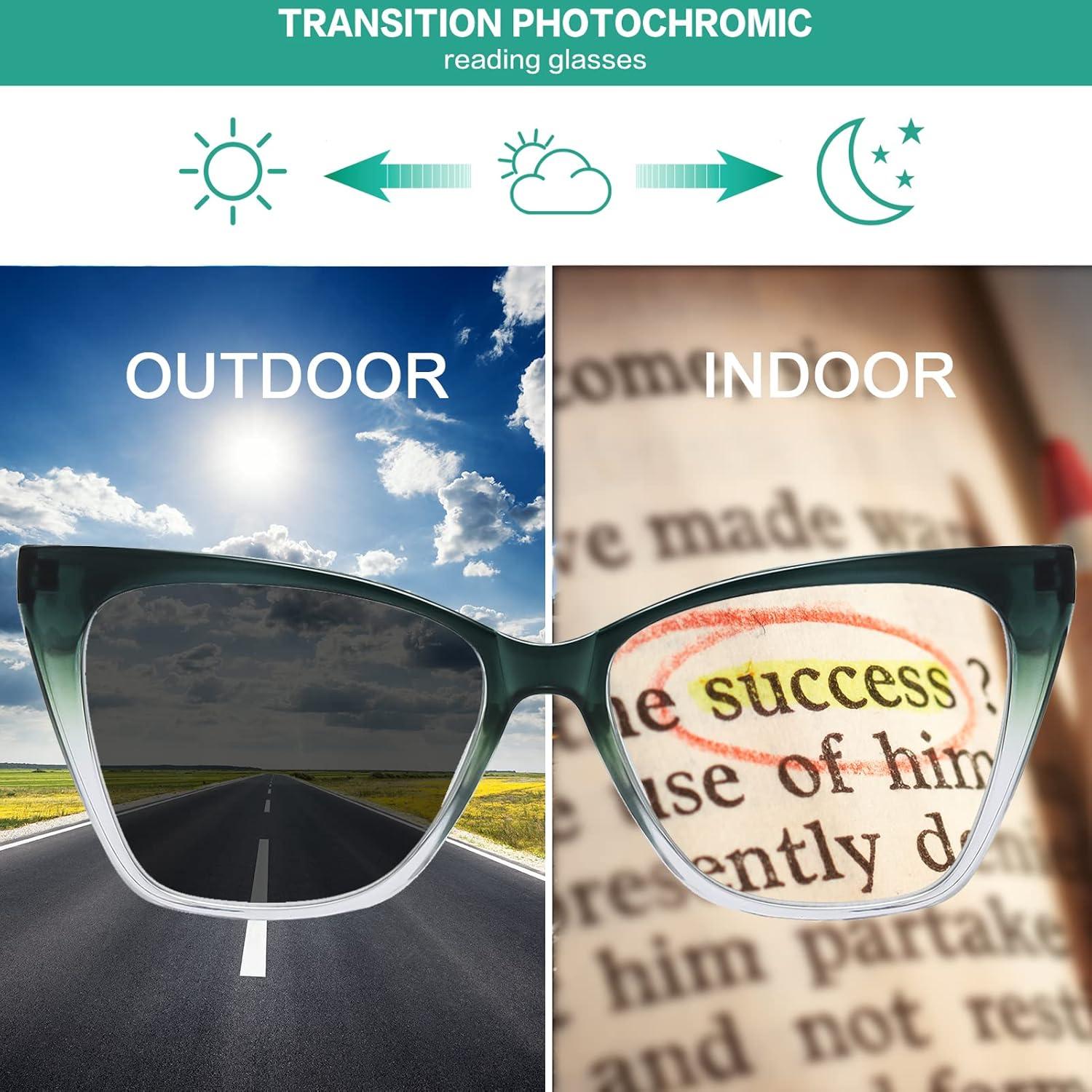 Gafas de lectura fotoquímicas LKEYE ojo de gato 1.75D