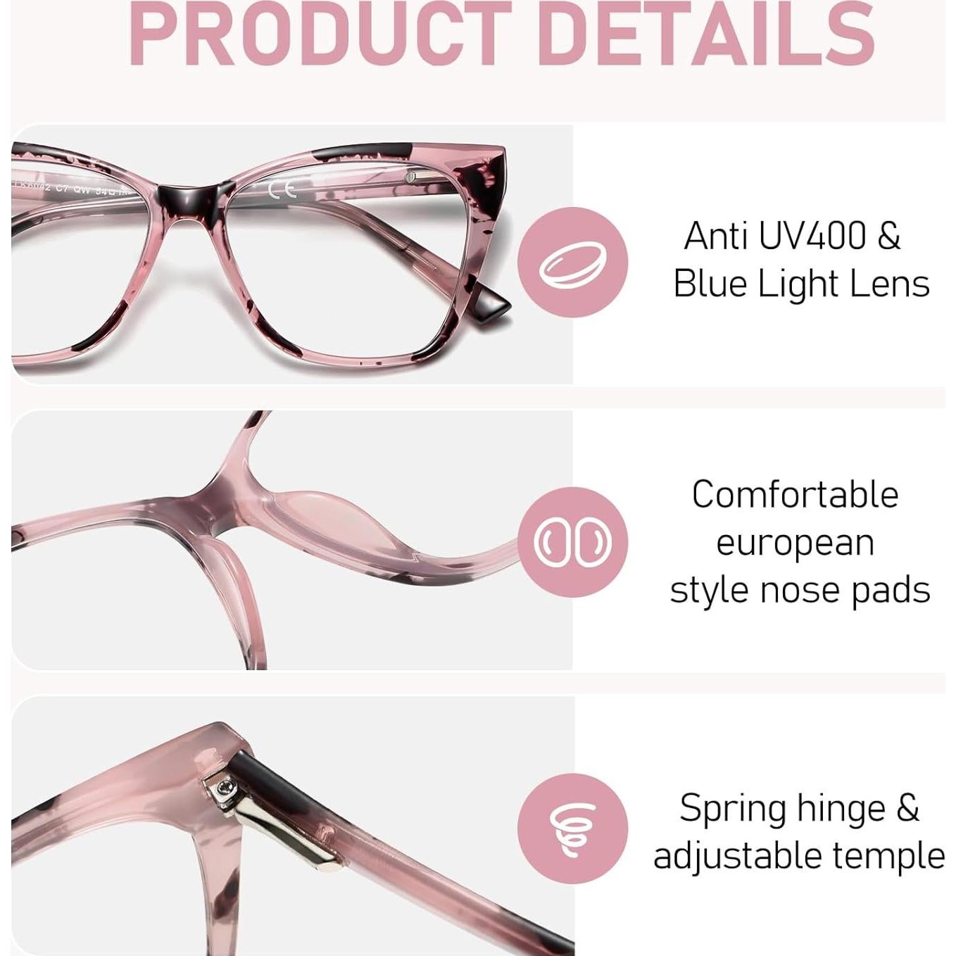 Gafas de lectura LKEYE estilo gato ojo 2.5D grandes