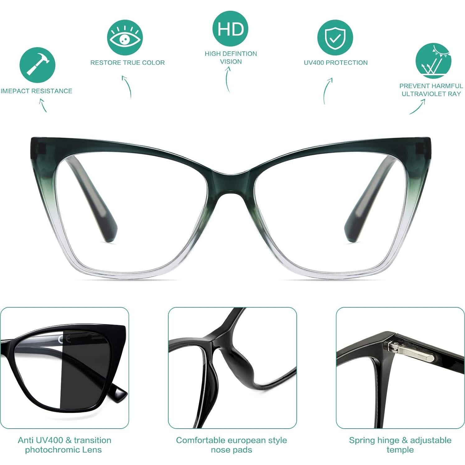 Gafas de lectura LKEYE ojo de gato fotochromáticas 3.5D