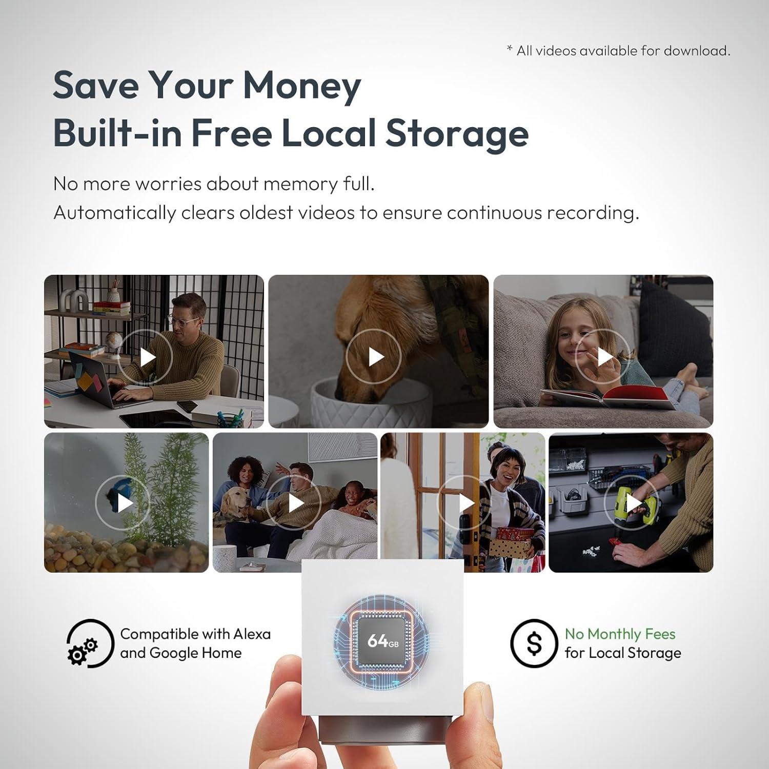 Cámara de Seguridad Psync Genie S 2.7K HD 32GB Zoom 6X