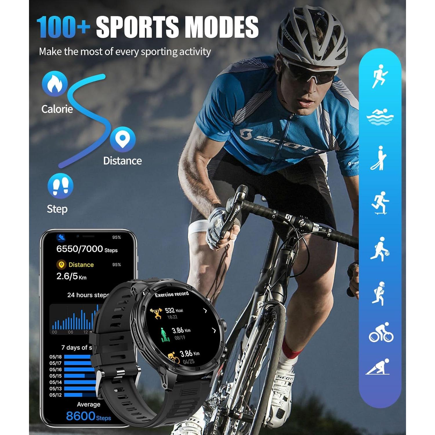 Reloj Inteligente HIRREO FV13 con Pantalla 1.85" y 100 Modos